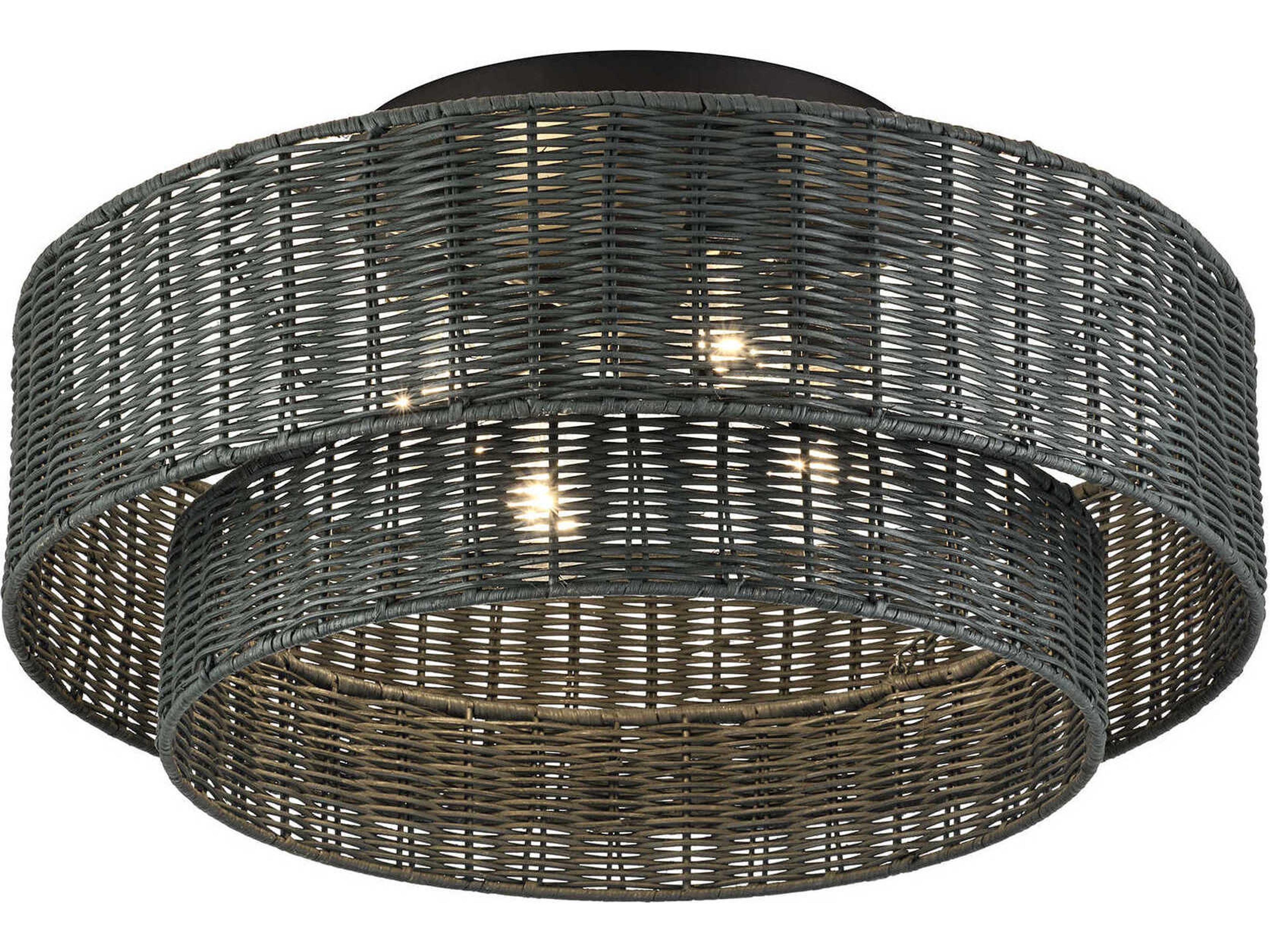 Livex Lighting Weavington 4-Light Black Drum Semi Flush Mount