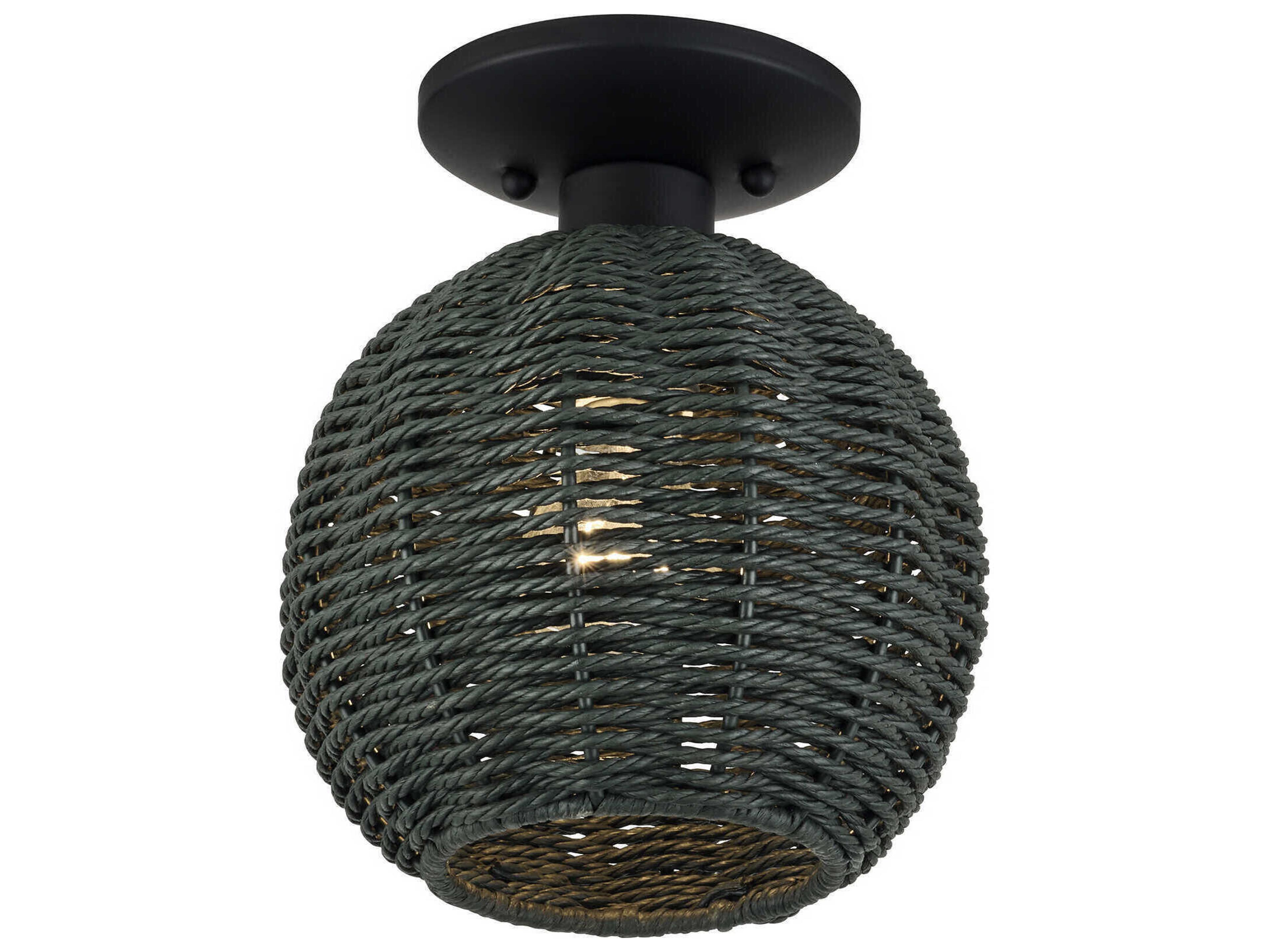 Deluna 1-Light Black Globe Semi Flush Mount