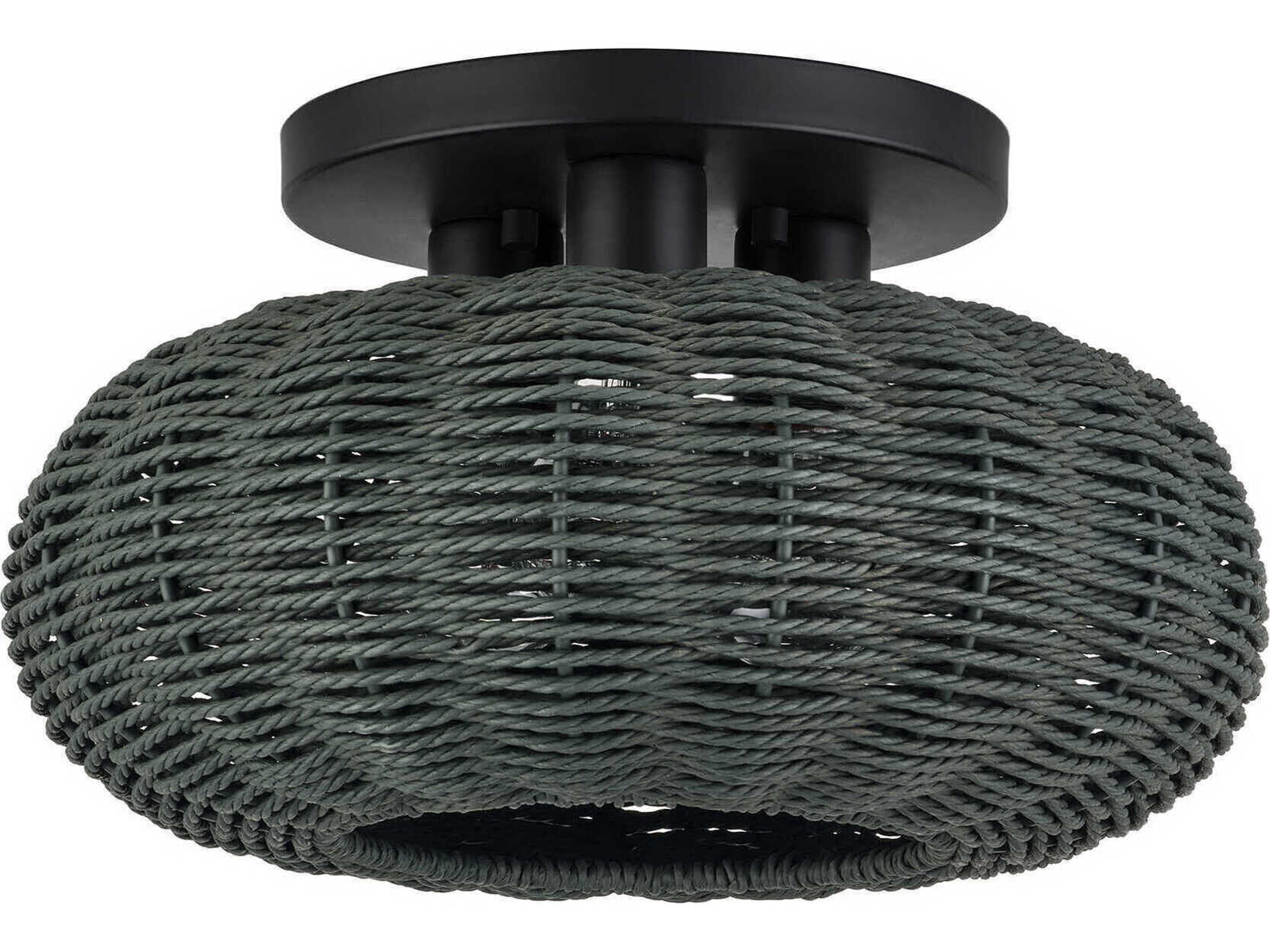 Livex Lighting Deluna 3-Light Black Semi Flush Mount