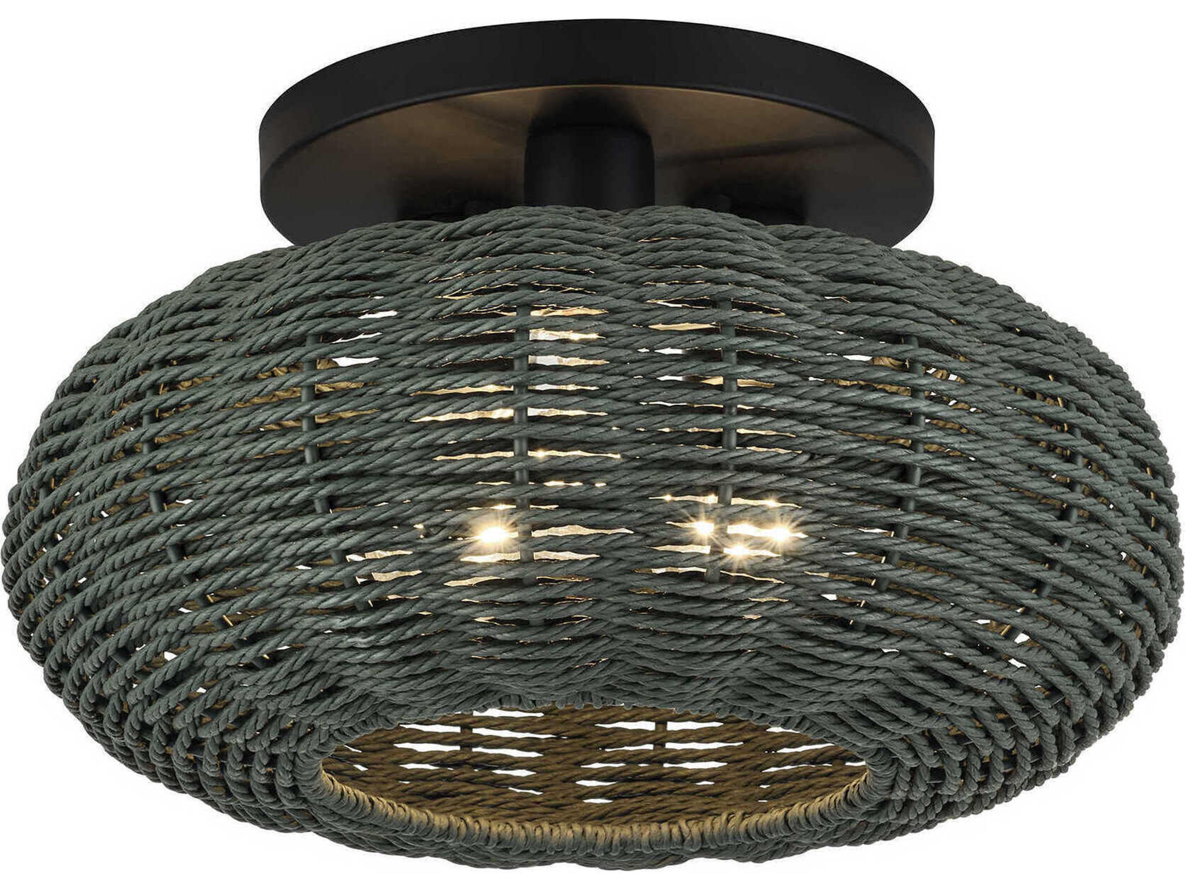 Deluna 3-Light Black Semi Flush Mount