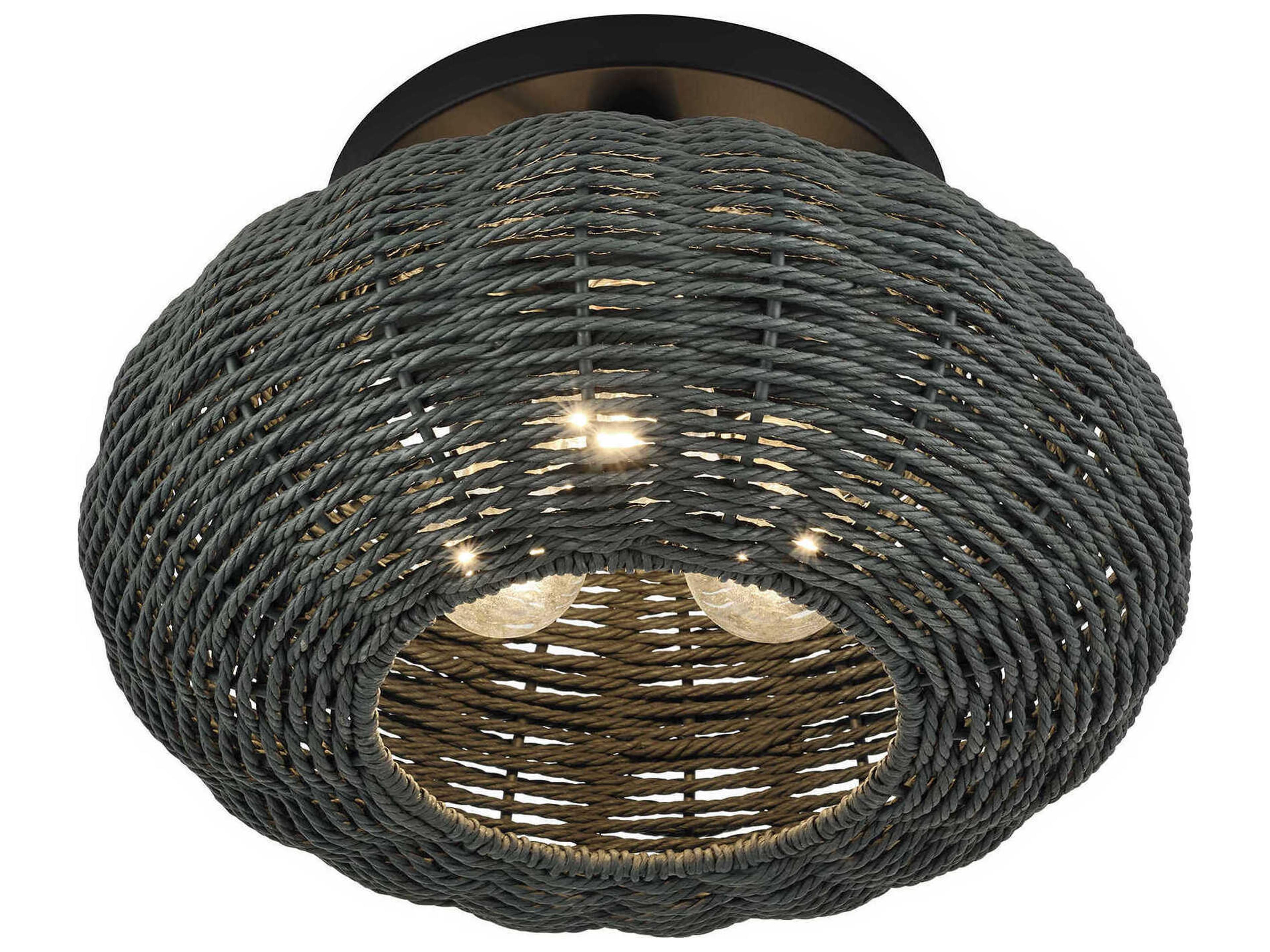 Livex Lighting Deluna 3-Light Black Semi Flush Mount