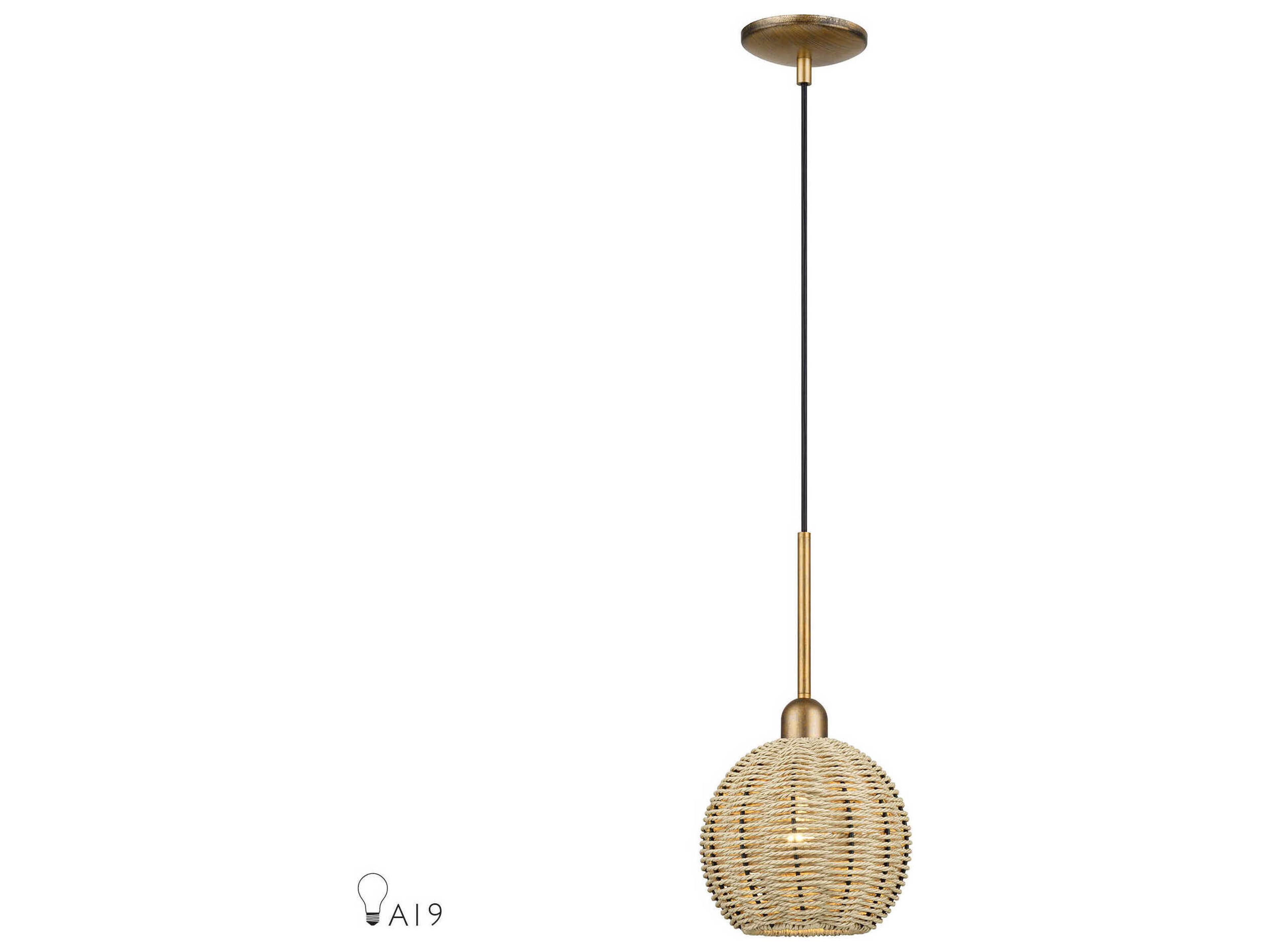 Livex Lighting Summervine 1-Light Antique Gold Leaf Drum Mini Pendant
