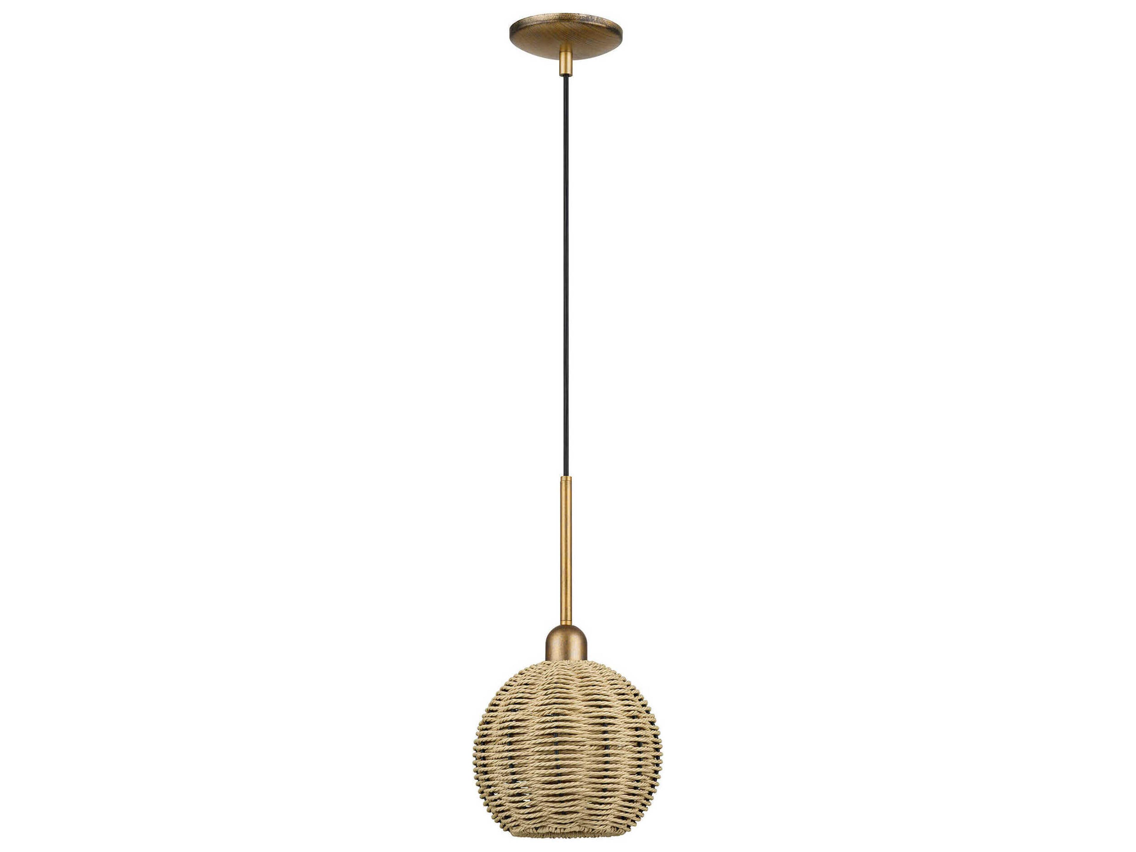 Summervine 1-Light Antique Gold Leaf Drum Mini Pendant