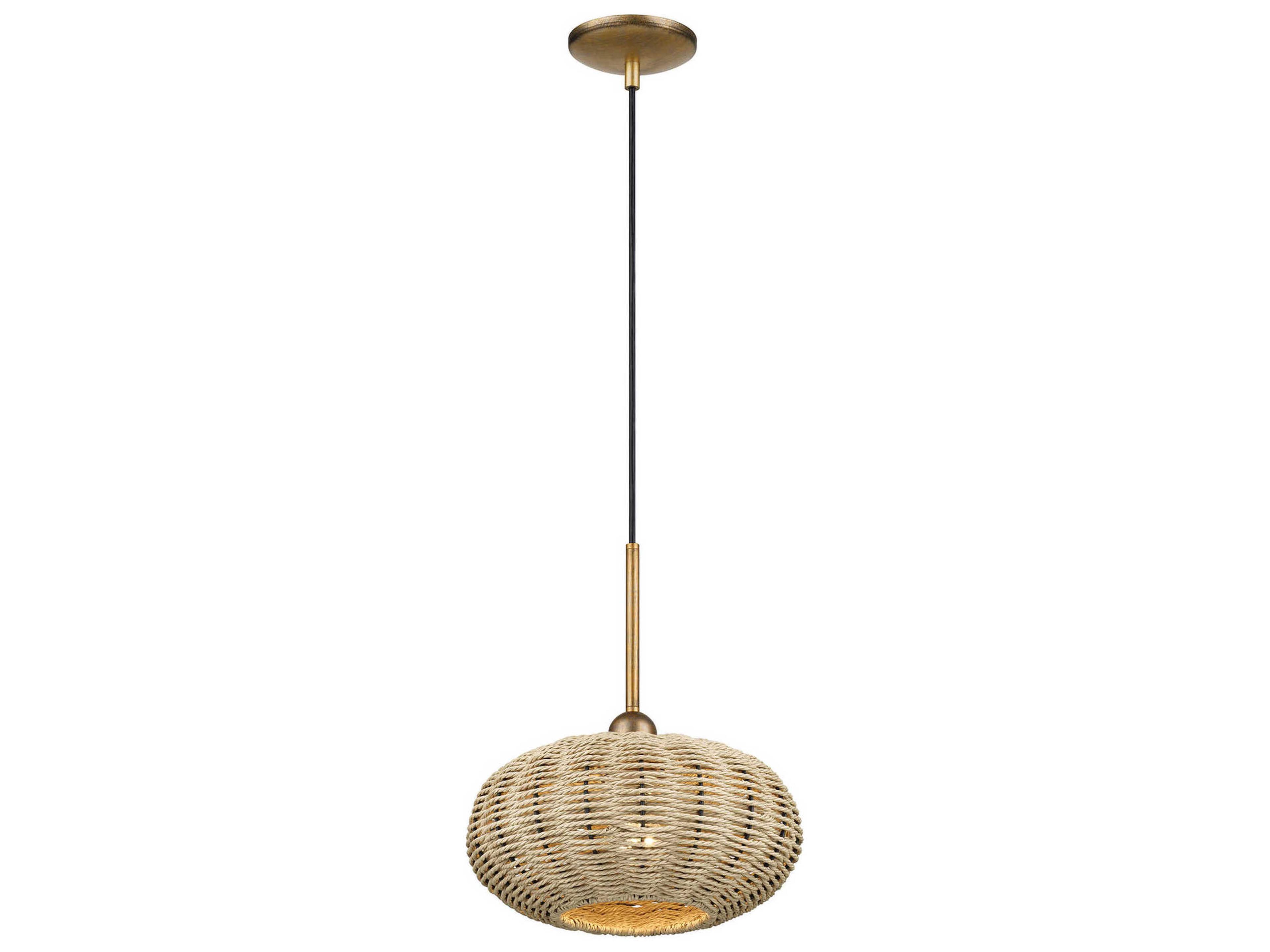 Livex Lighting Summervine 1-Light Antique Gold Leaf Drum Mini Pendant