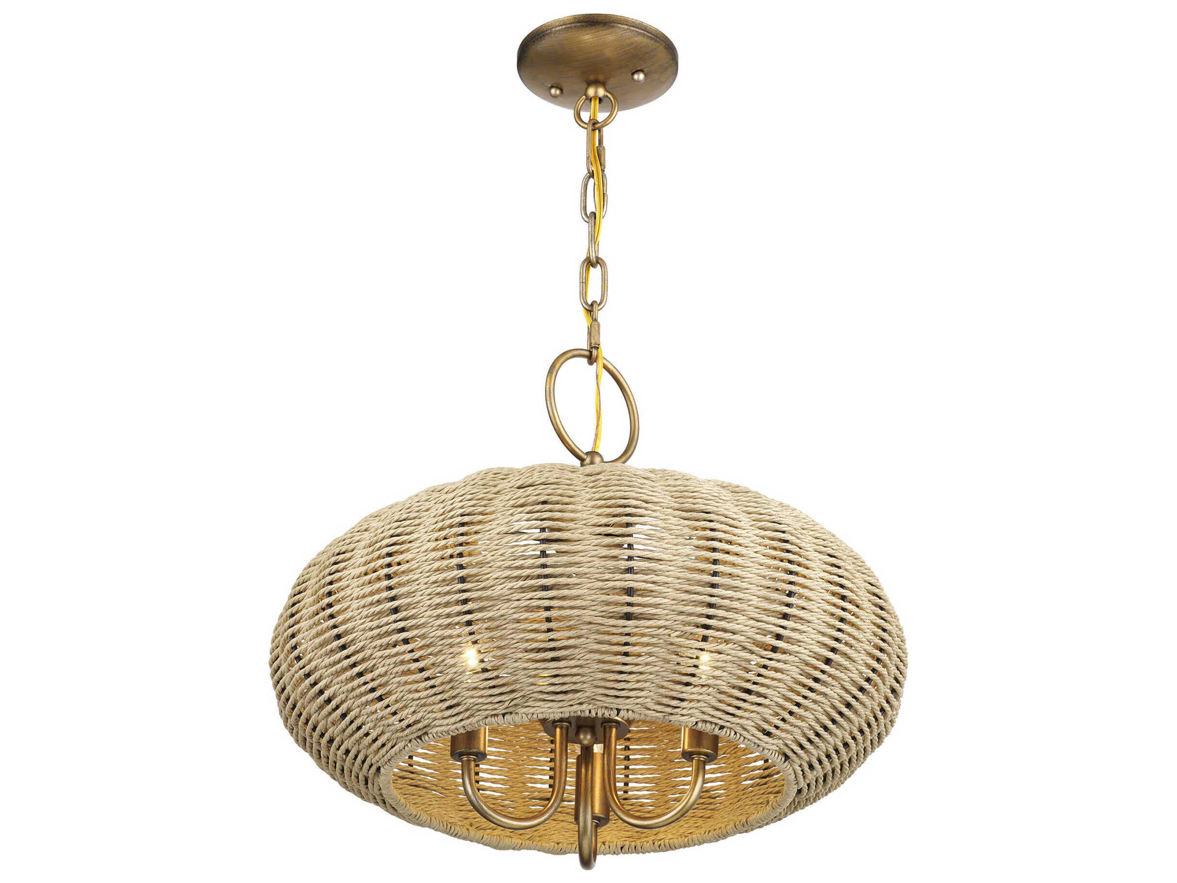 Livex Lighting Summervine 3-Light Antique Gold Leaf Drum Pendant