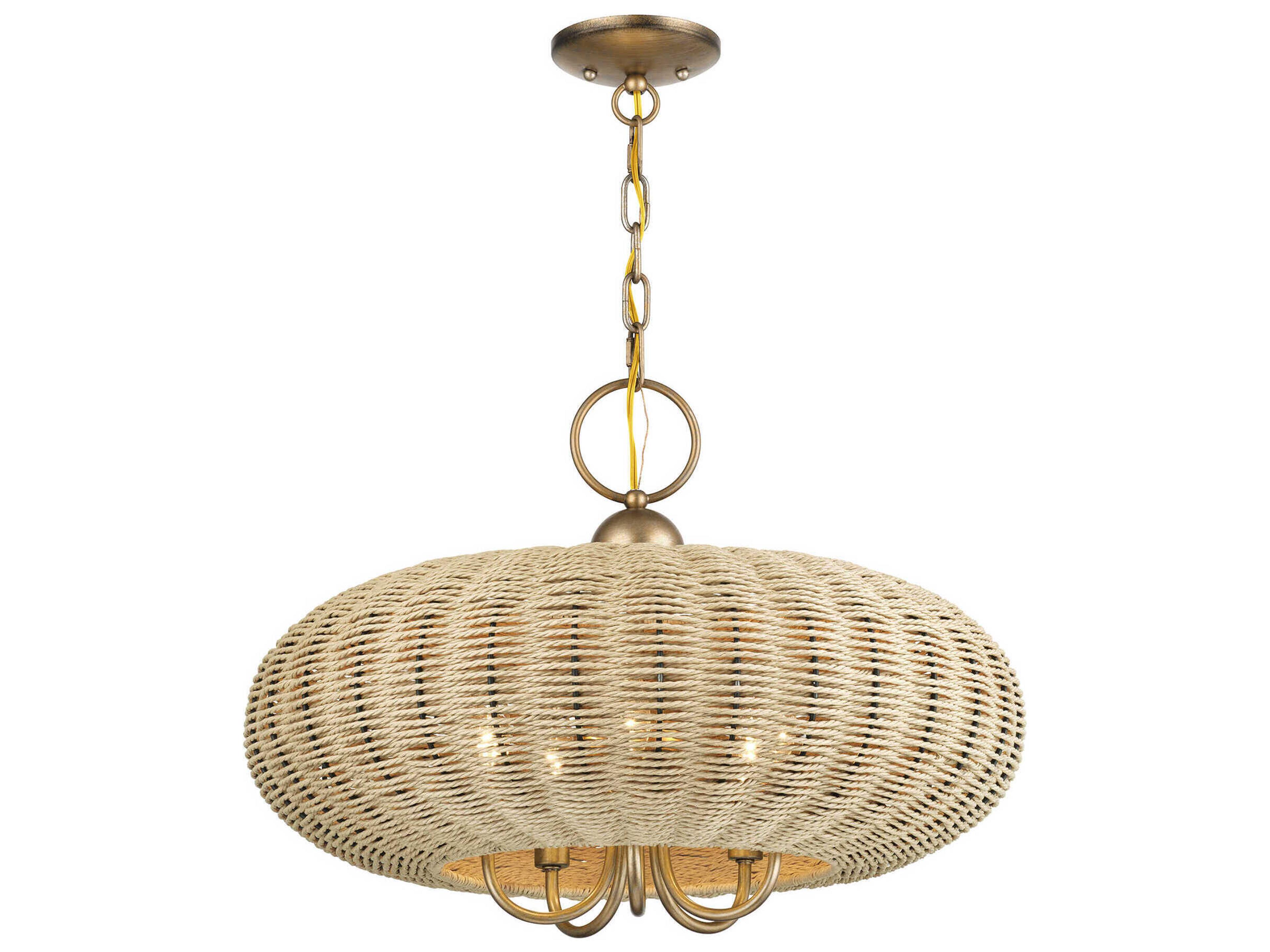 Livex Lighting Summervine 5-Light Antique Gold Leaf Linear Pendant