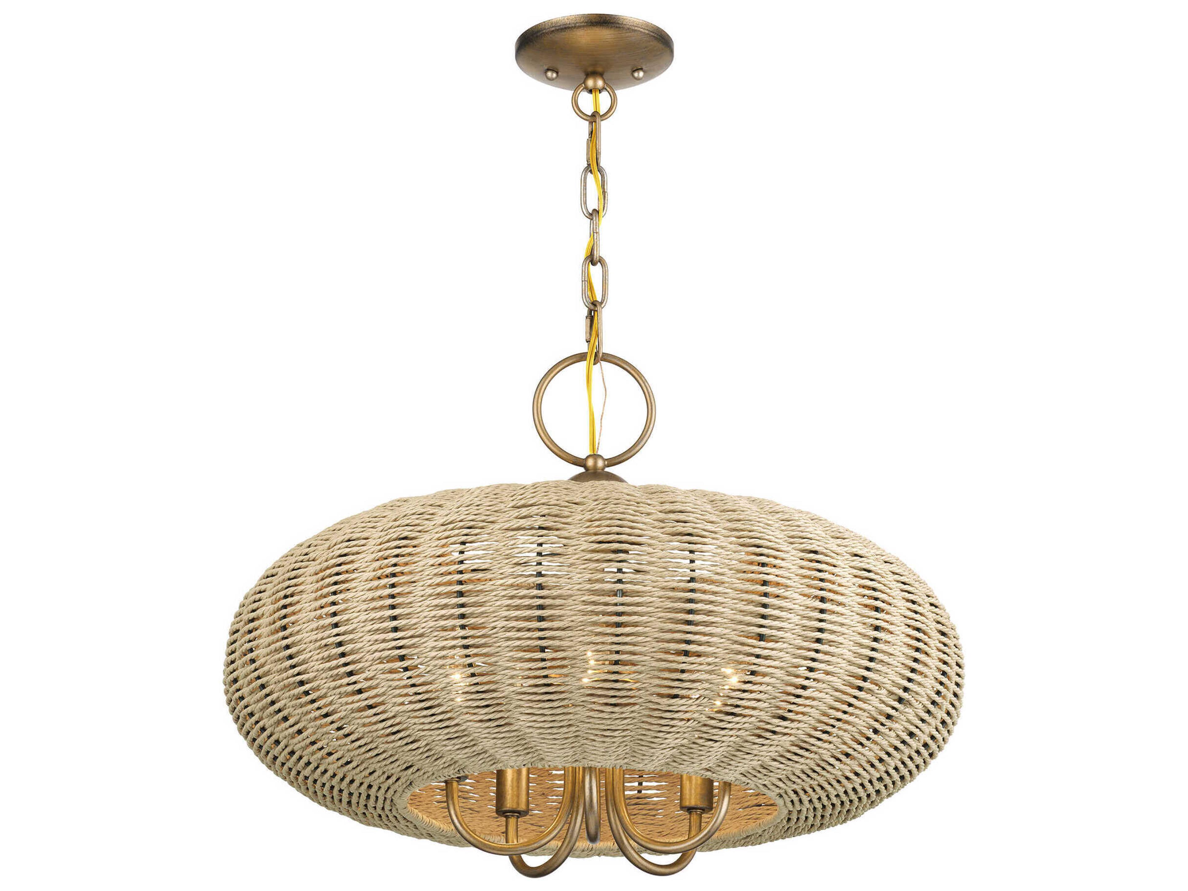 Livex Lighting Summervine 5-Light Antique Gold Leaf Linear Pendant