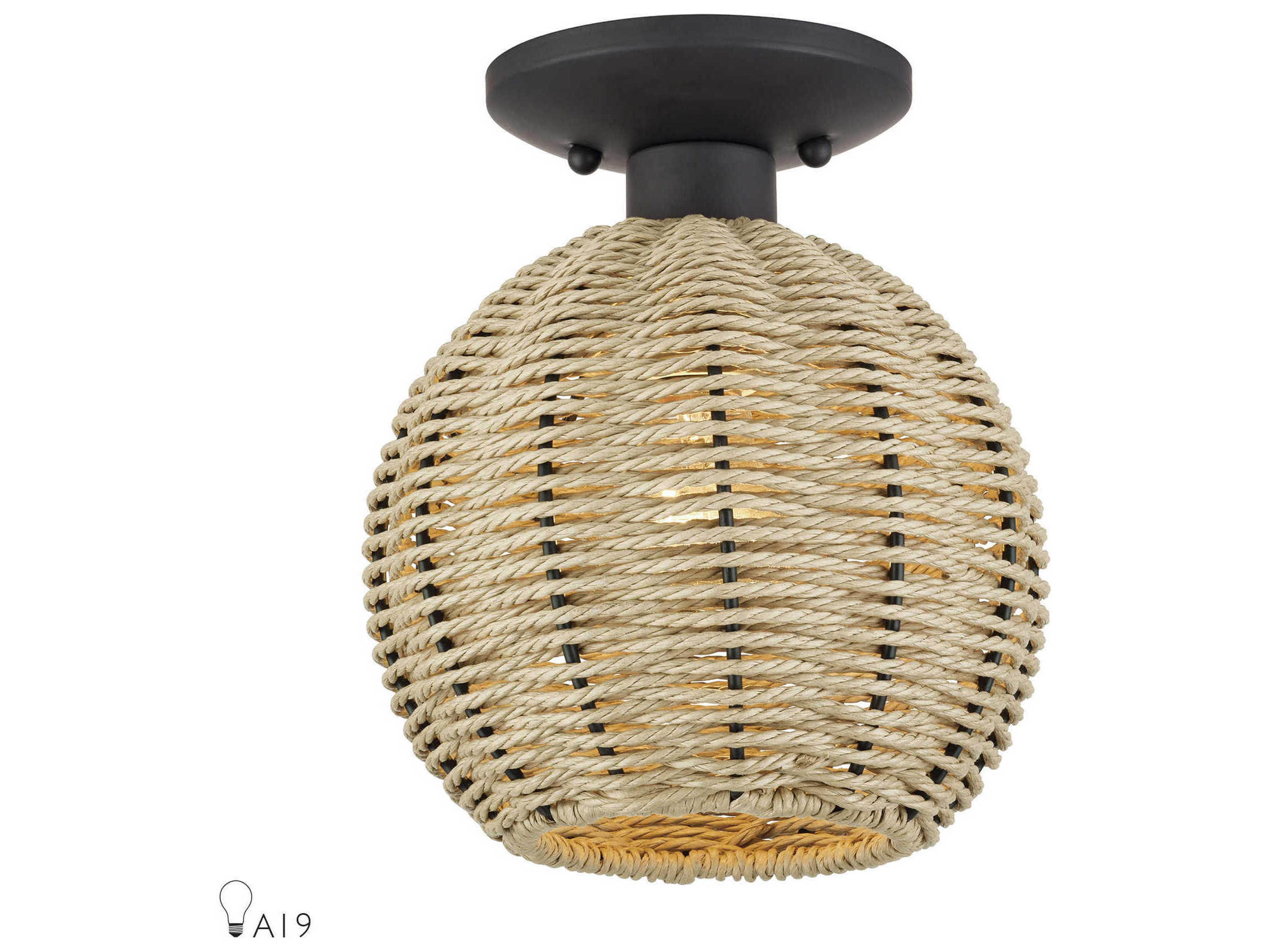 Livex Lighting Summervine 1-Light Bronze Drum Semi Flush Mount