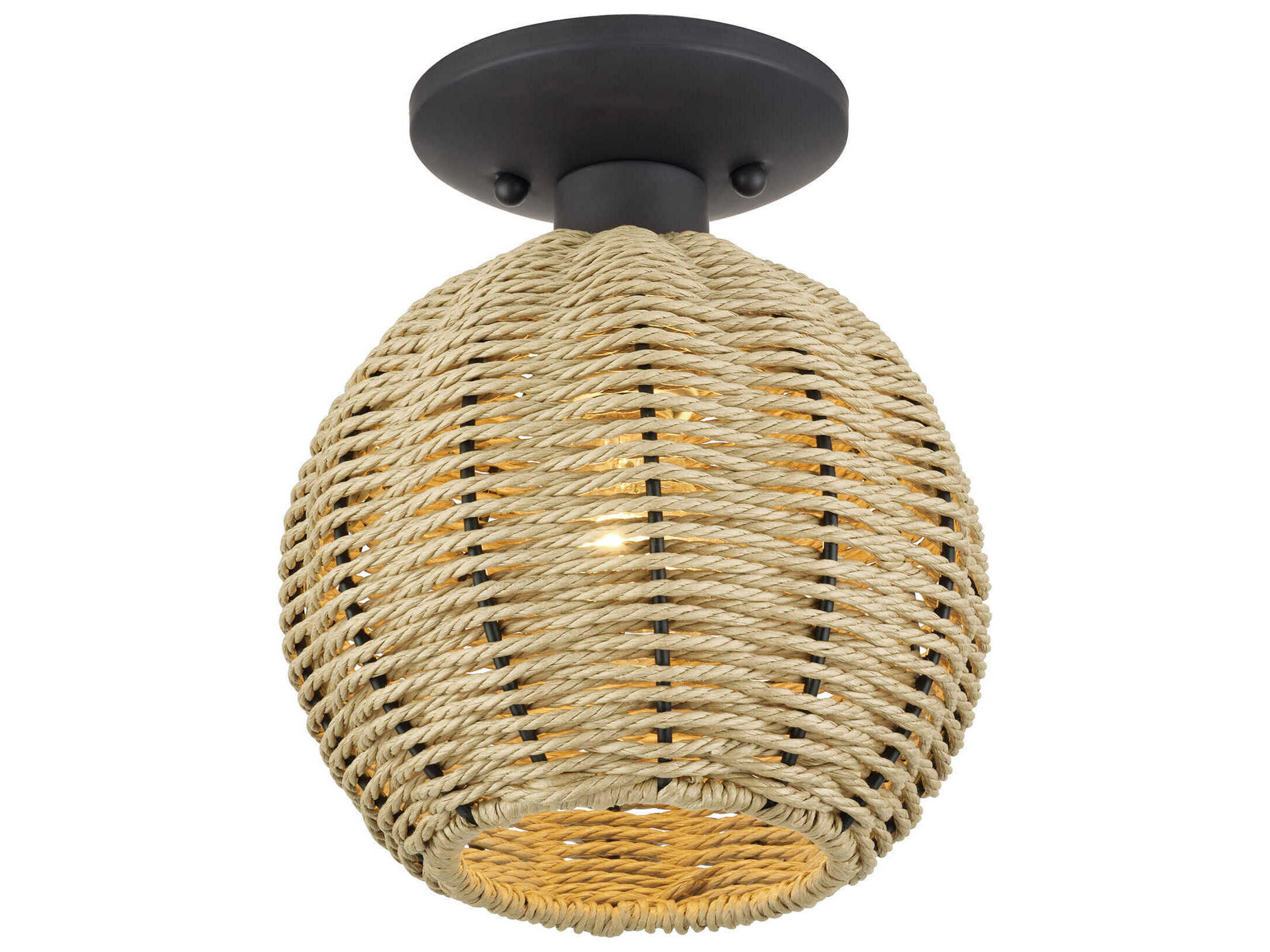 Summervine 1-Light Bronze Drum Semi Flush Mount