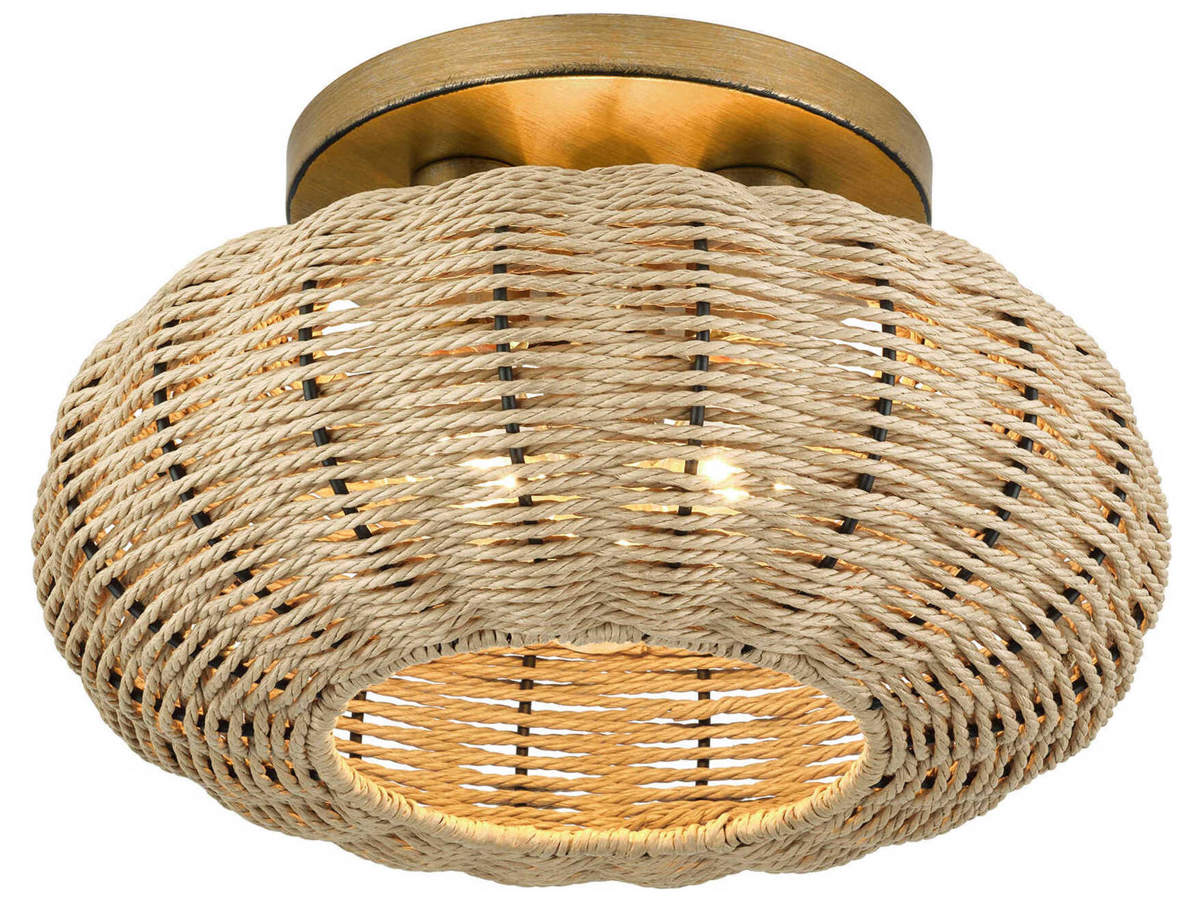 Livex Lighting Summervine 3-Light Antique Gold Leaf Drum Semi Flush Mount