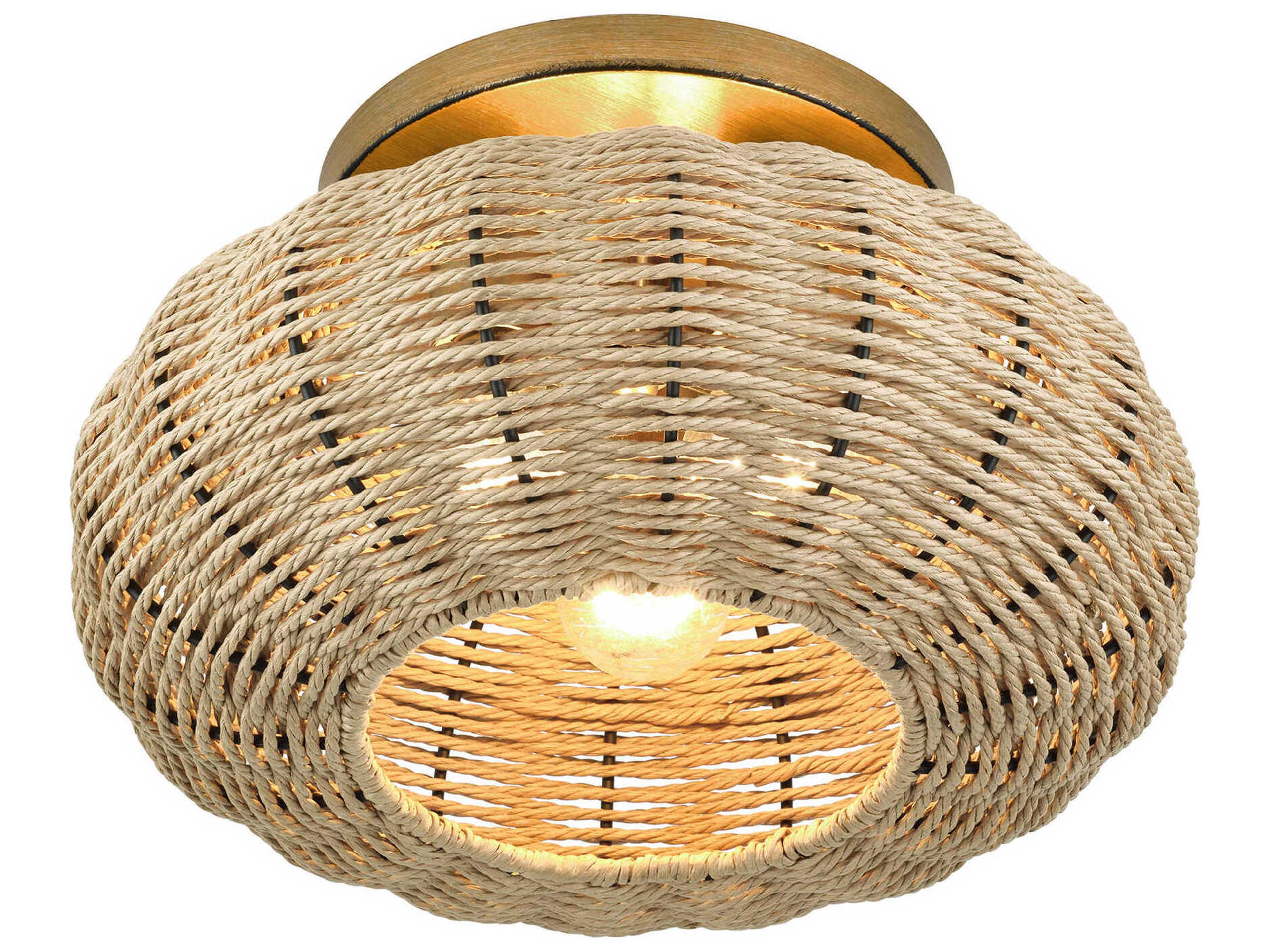 Livex Lighting Summervine 3-Light Antique Gold Leaf Drum Semi Flush Mount