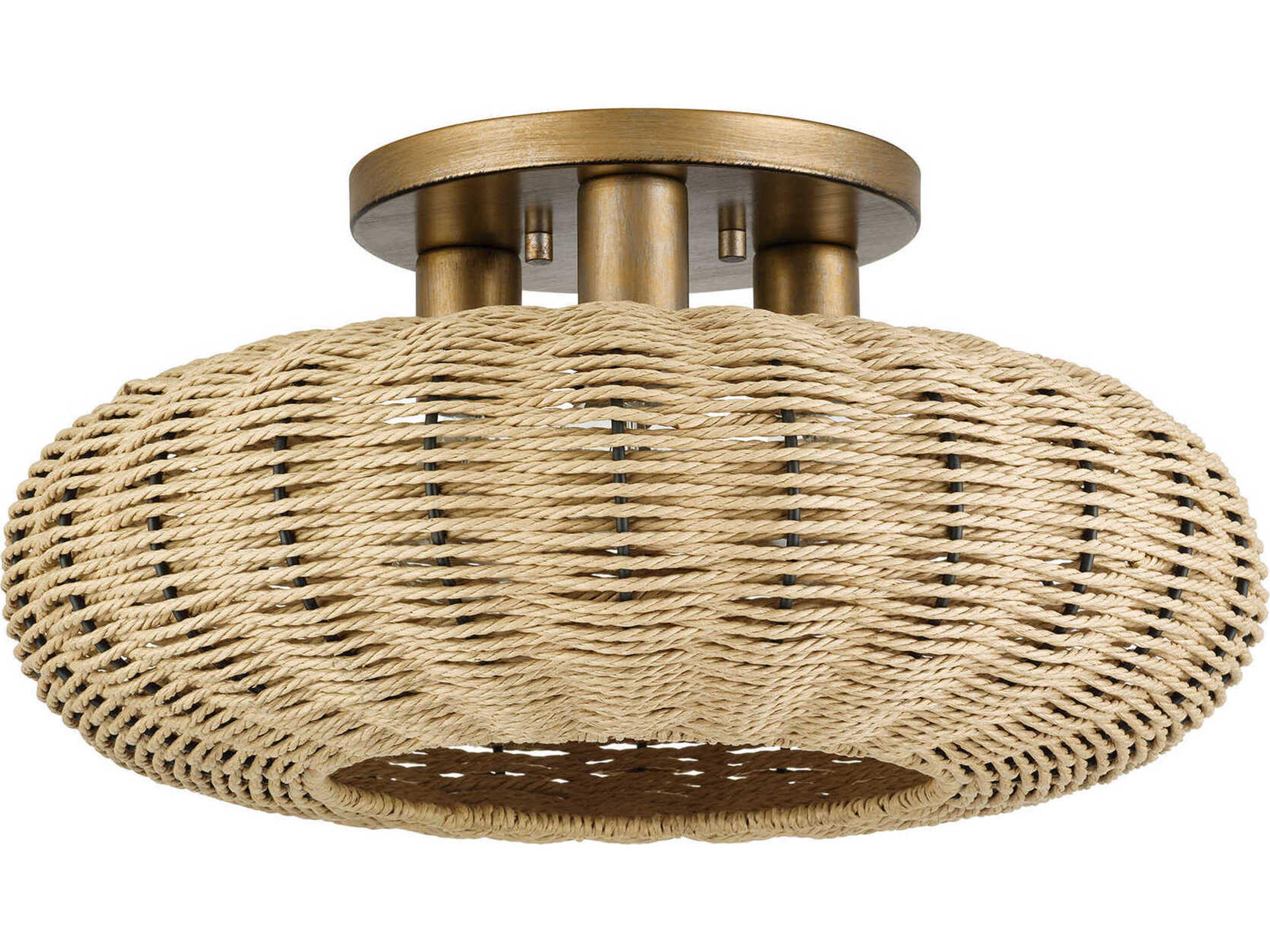 Livex Lighting Summervine 3-Light Antique Gold Leaf Drum Semi Flush Mount