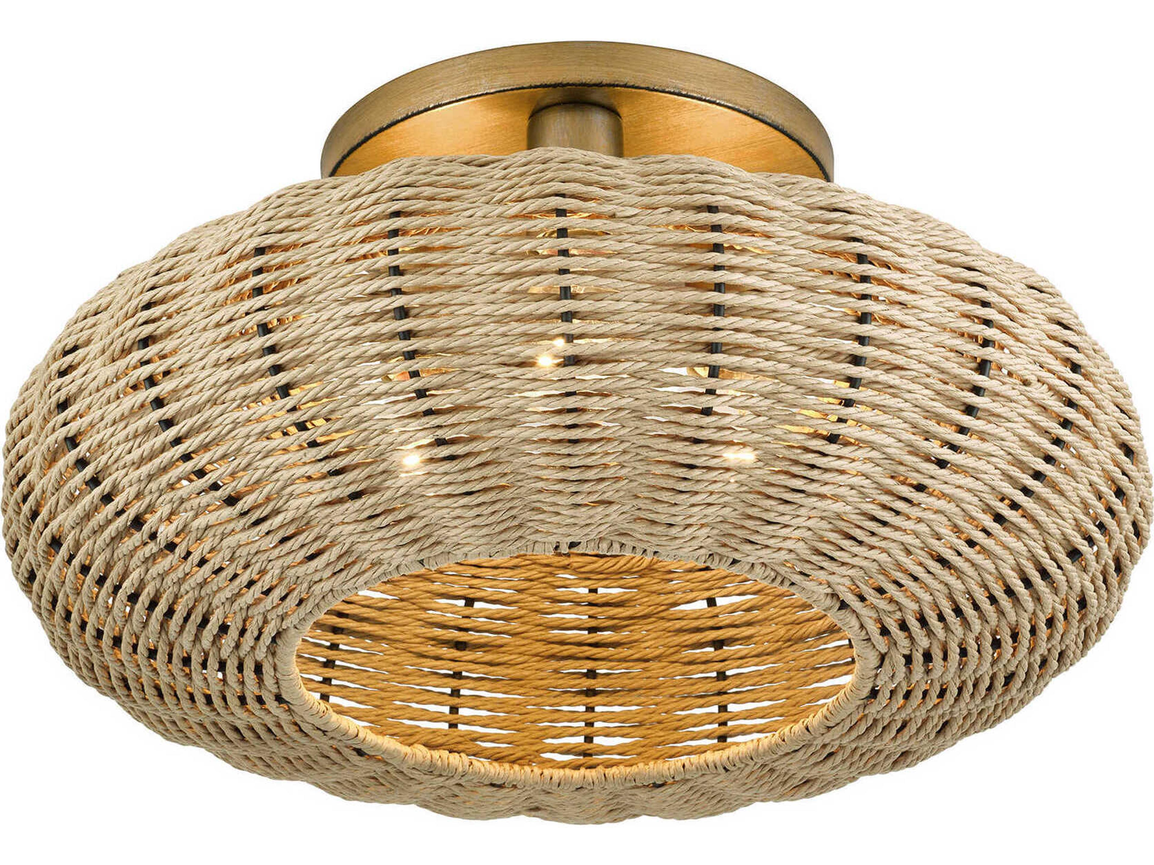 Livex Lighting Summervine 3-Light Antique Gold Leaf Drum Semi Flush Mount