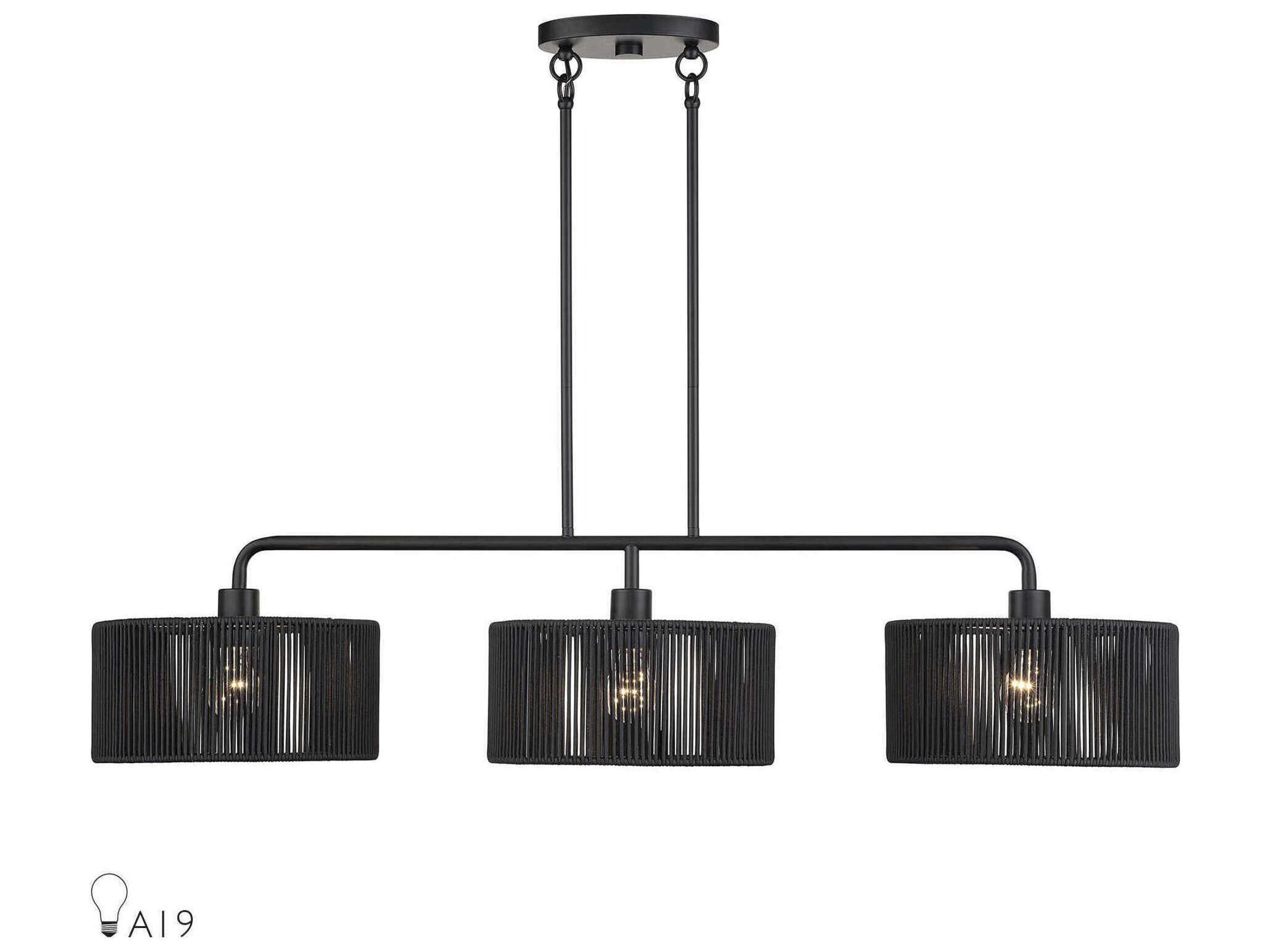 Livex Lighting Acordia 3-Light Black Drum Island Pendant