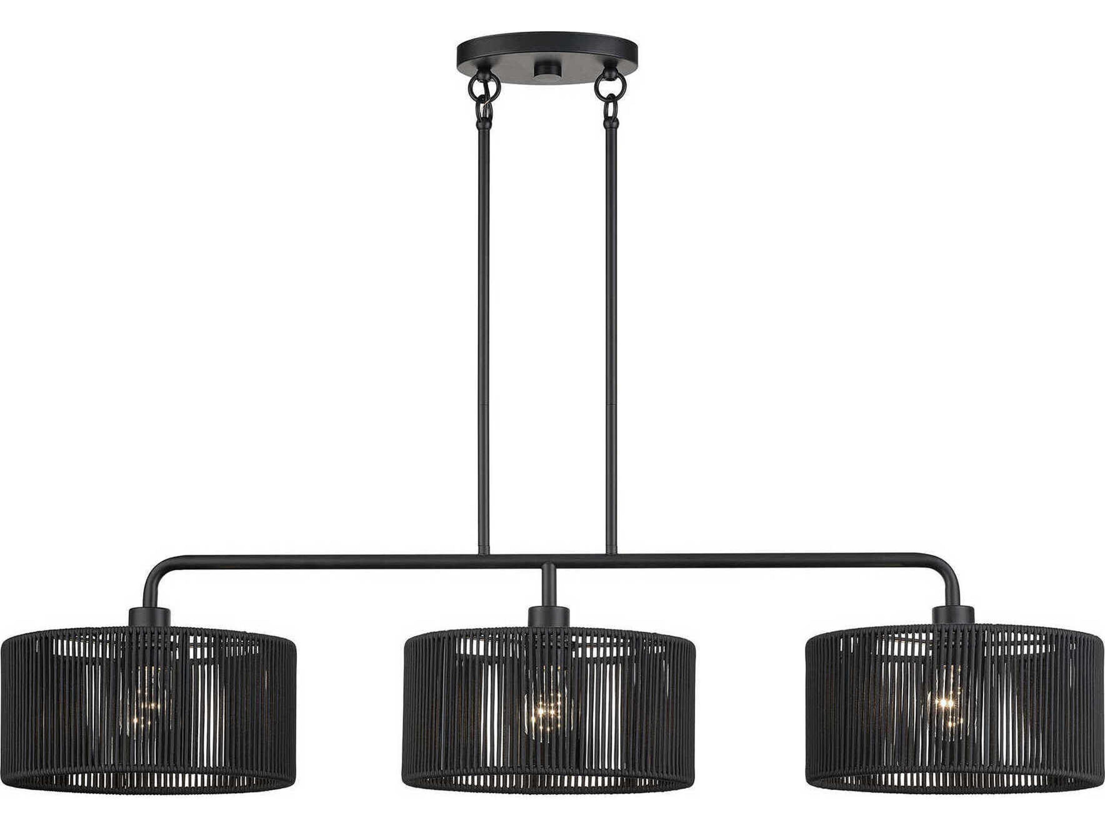Livex Lighting Acordia 3-Light Black Drum Island Pendant