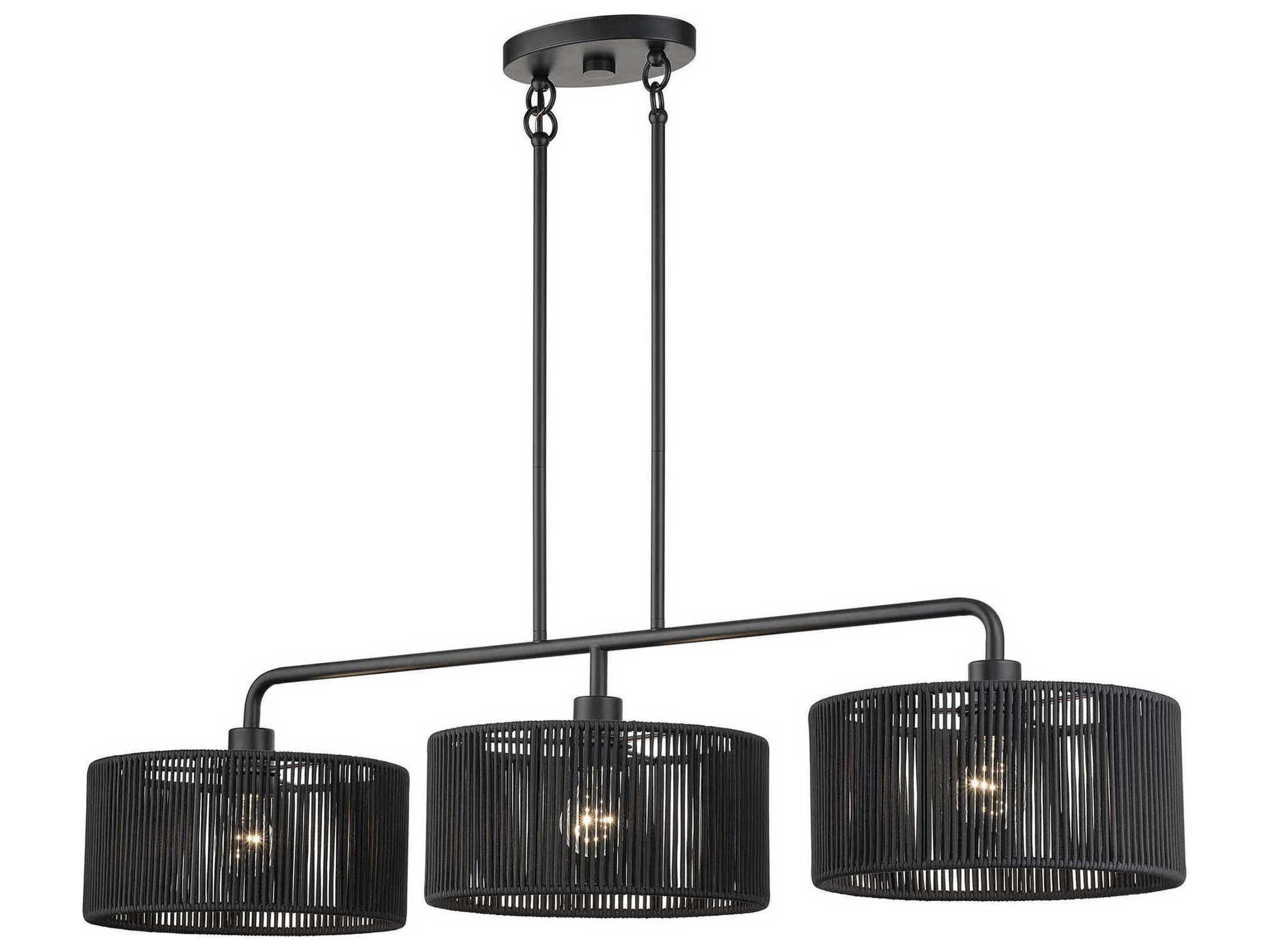 Acordia 3-Light Black Drum Island Pendant