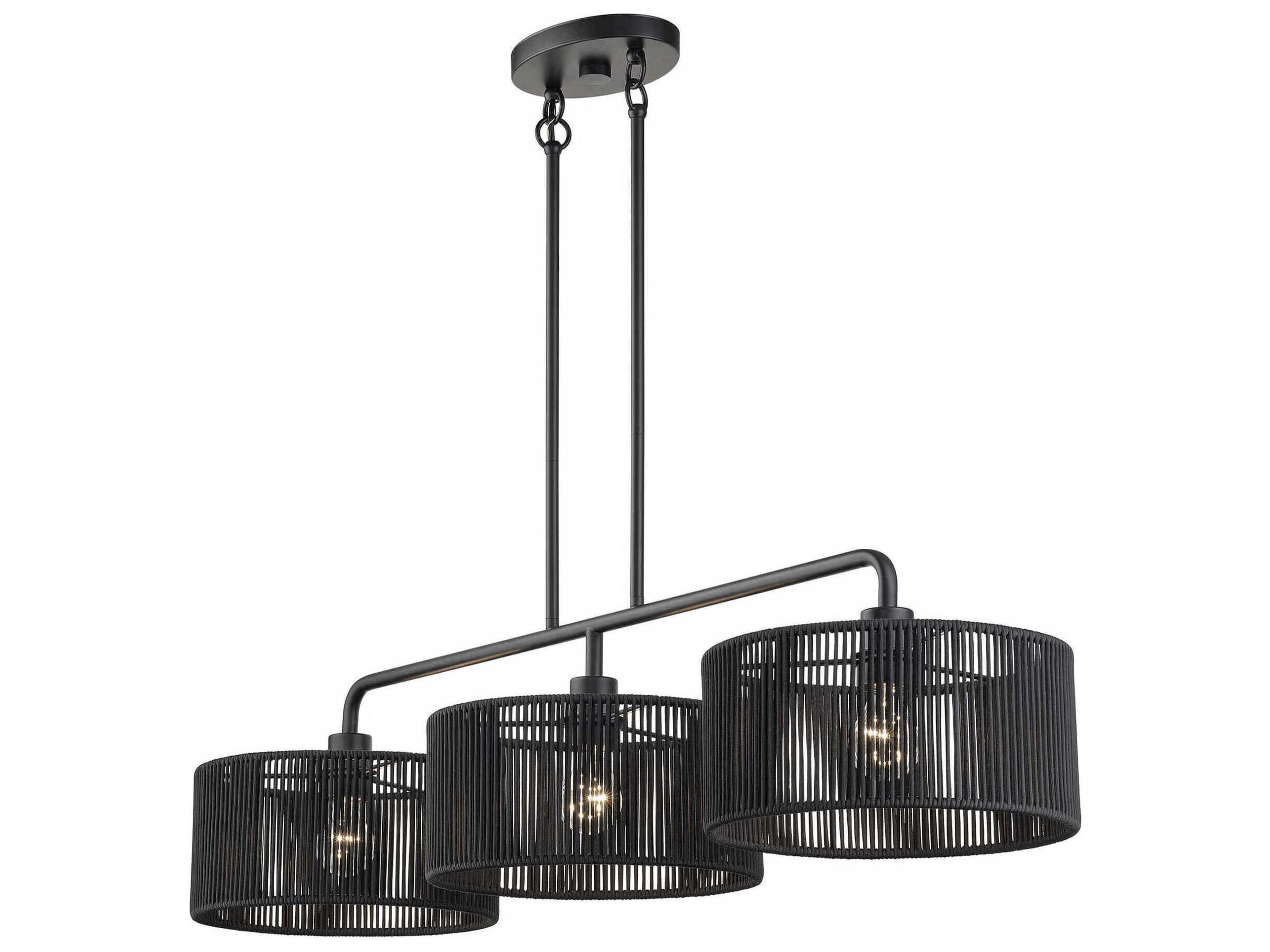 Livex Lighting Acordia 3-Light Black Drum Island Pendant