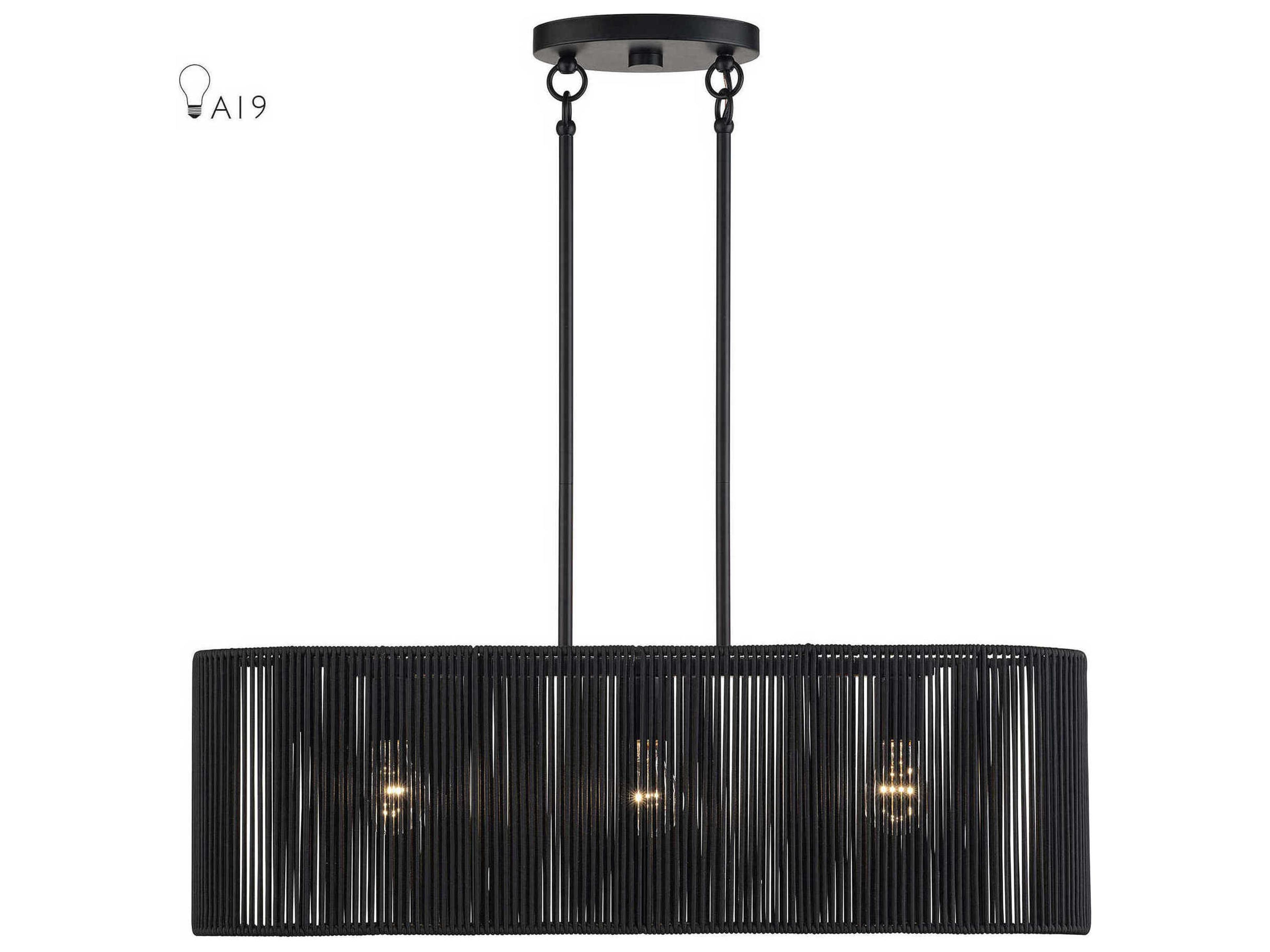 Livex Lighting Acordia 3-Light Black Drum Island Pendant