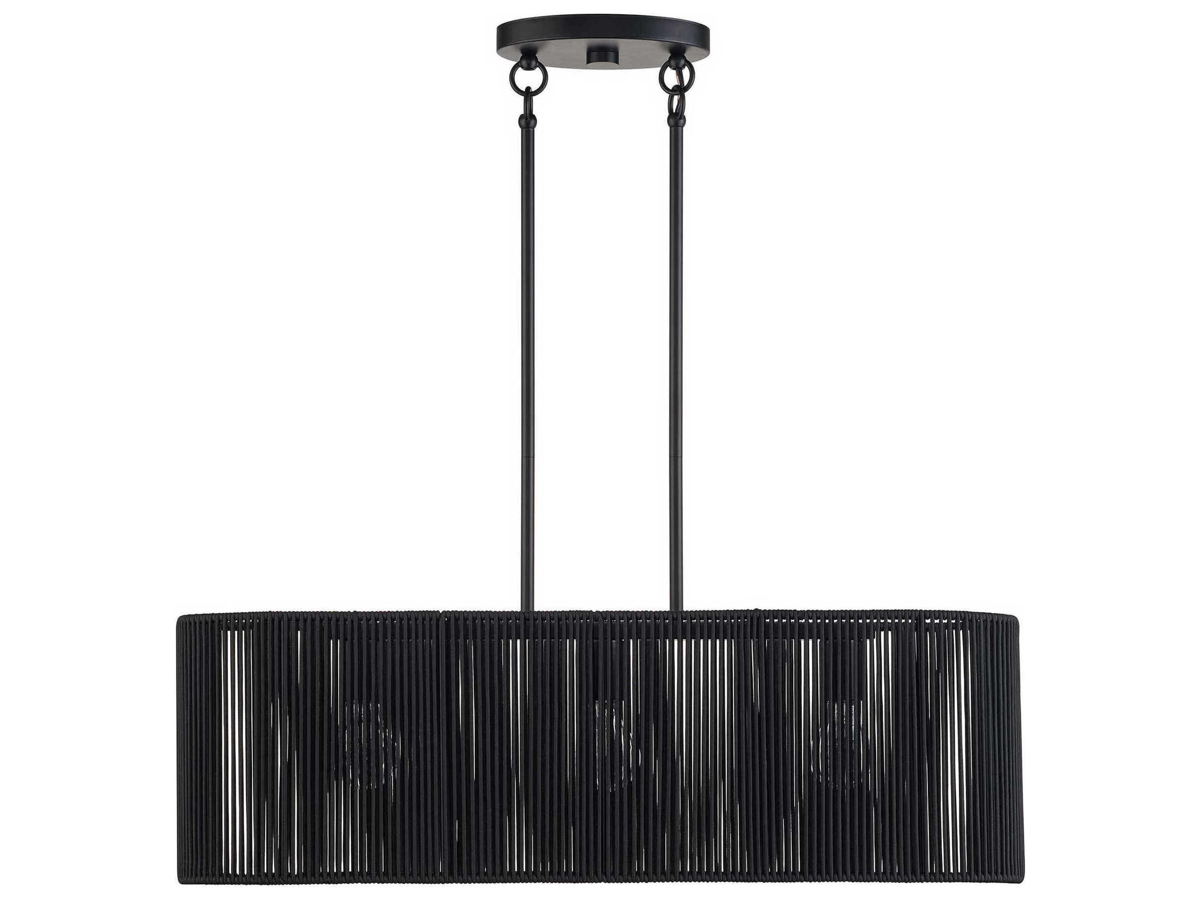 Livex Lighting Acordia 3-Light Black Drum Island Pendant