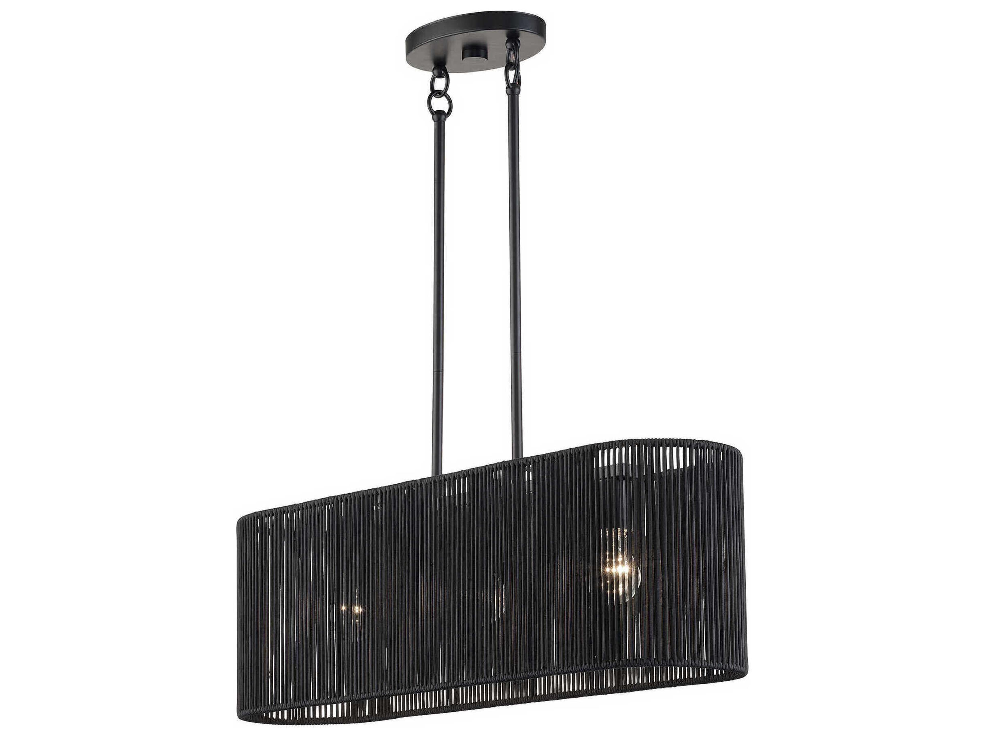 Livex Lighting Acordia 3-Light Black Drum Island Pendant