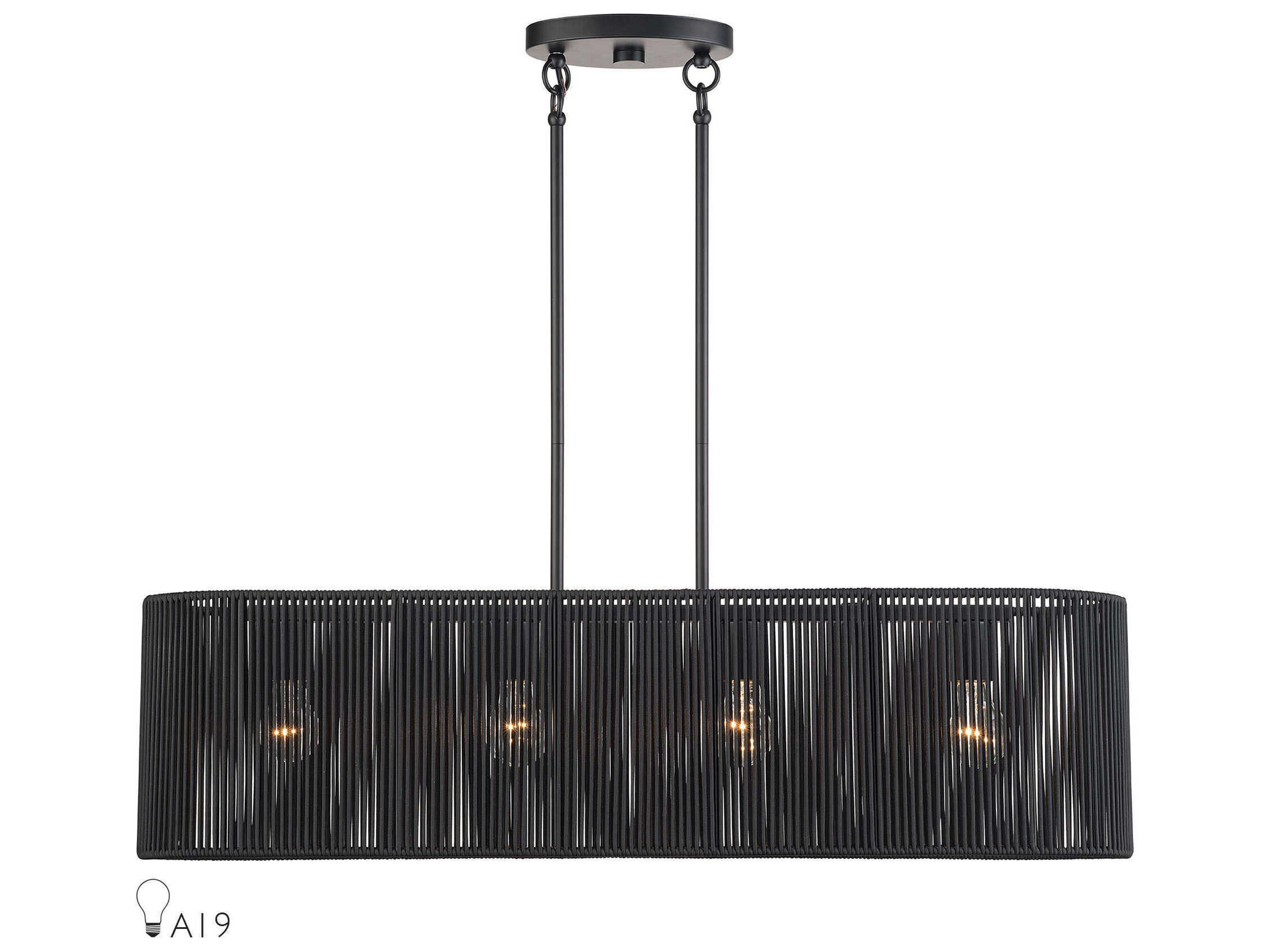 Livex Lighting Acordia 4-Light Black Drum Island Pendant
