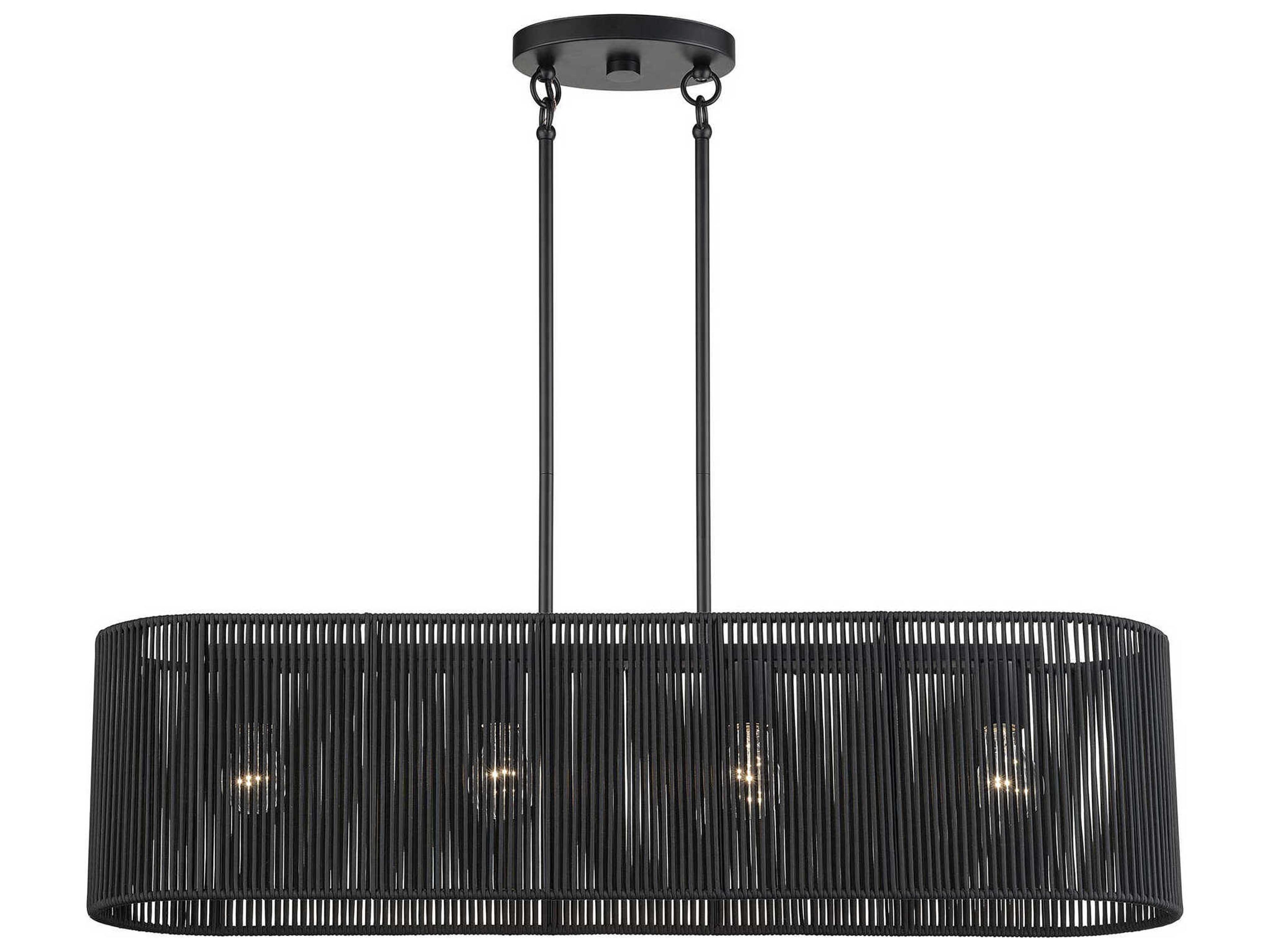 Livex Lighting Acordia 4-Light Black Drum Island Pendant