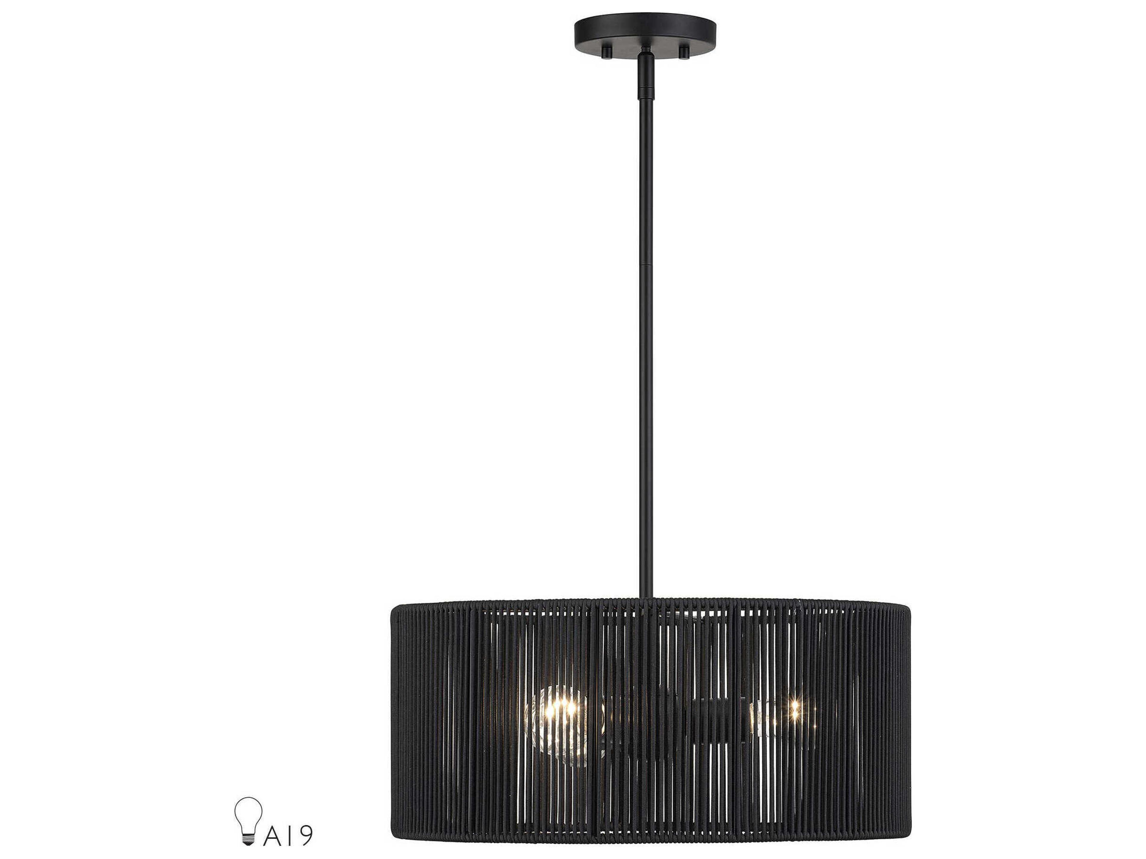 Livex Lighting Acordia 3-Light Black Drum Pendant