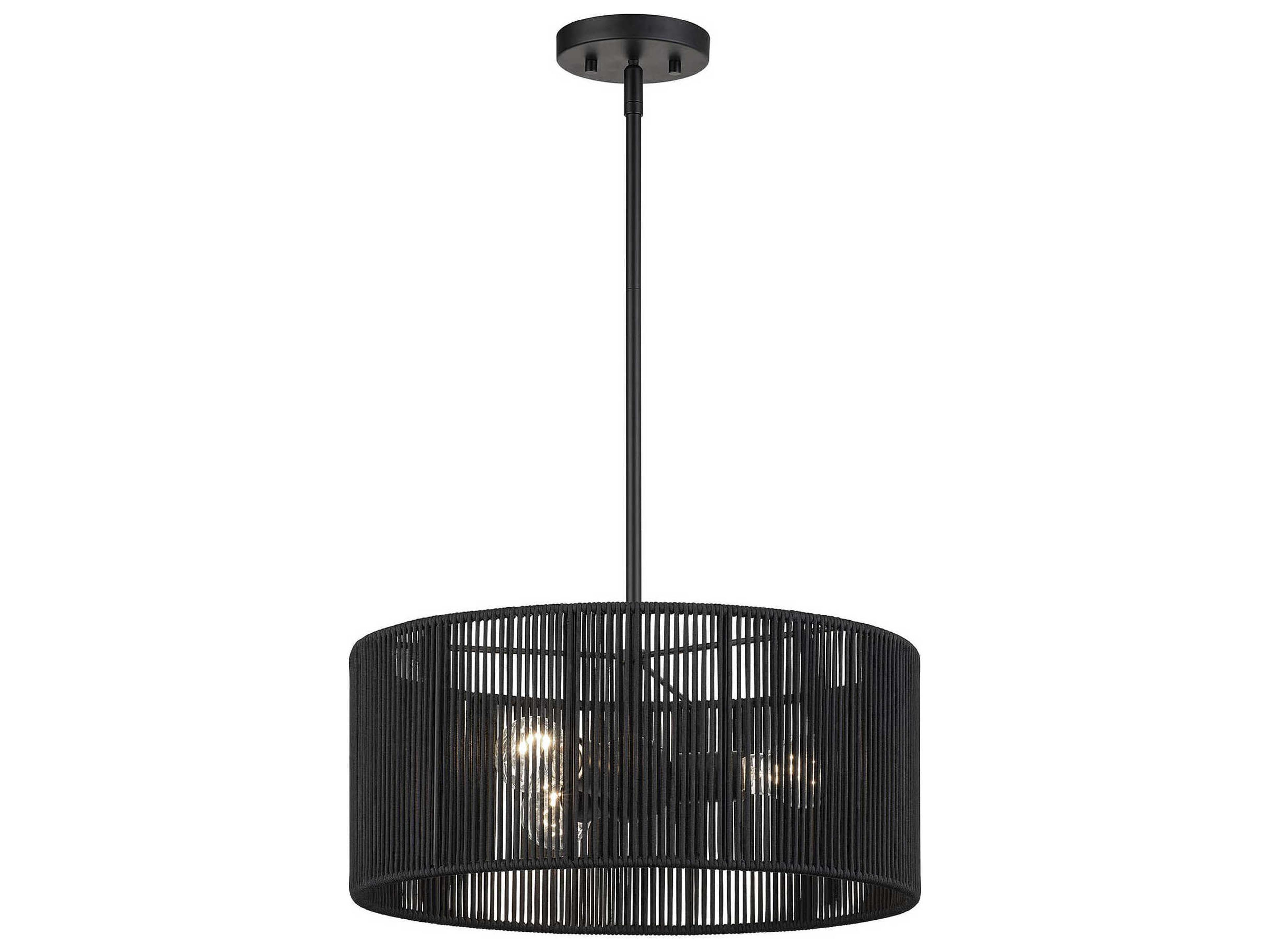 Livex Lighting Acordia 3-Light Black Drum Pendant