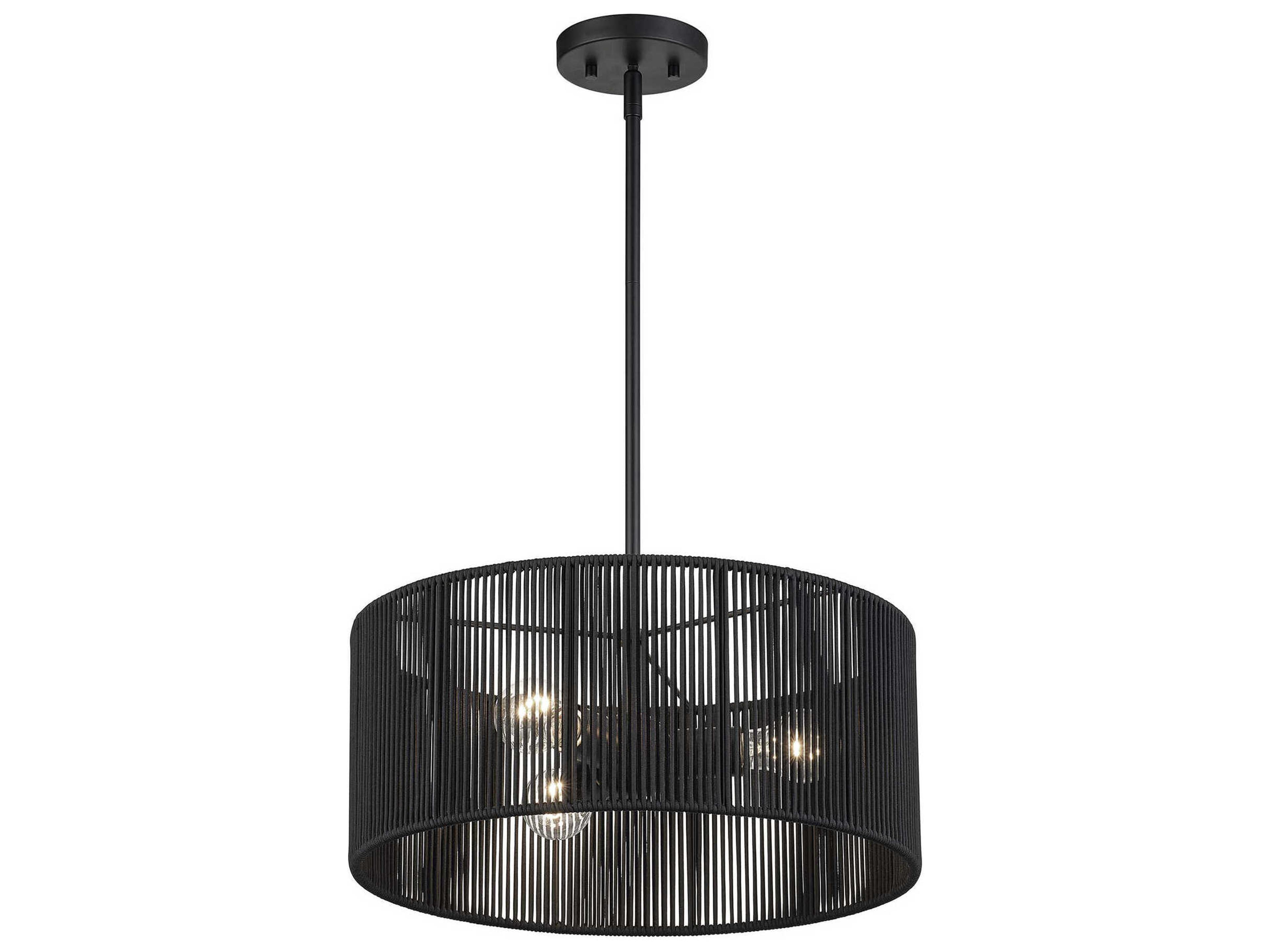 Livex Lighting Acordia 3-Light Black Drum Pendant