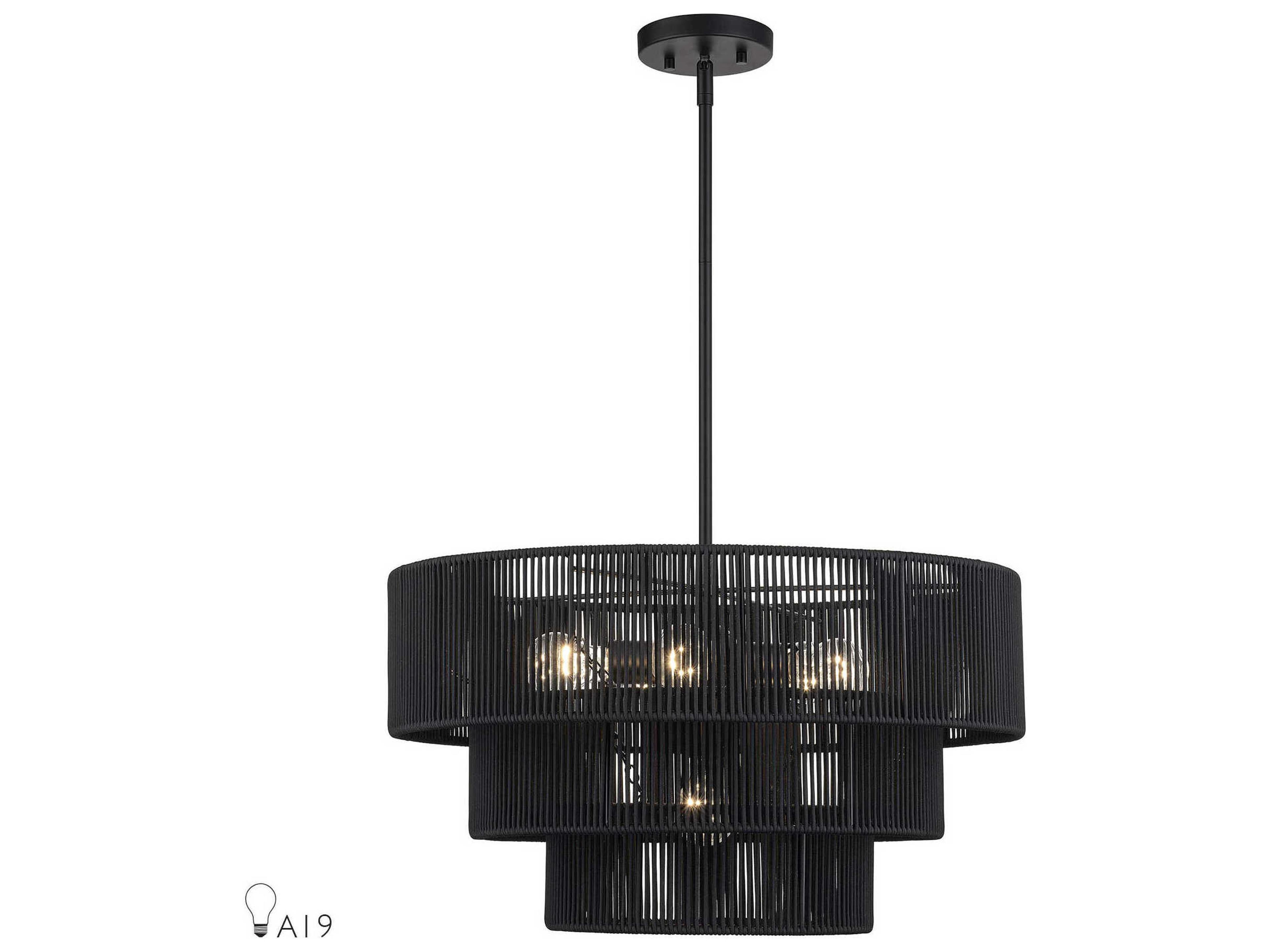 Livex Lighting Acordia 6-Light Black Drum Pendant