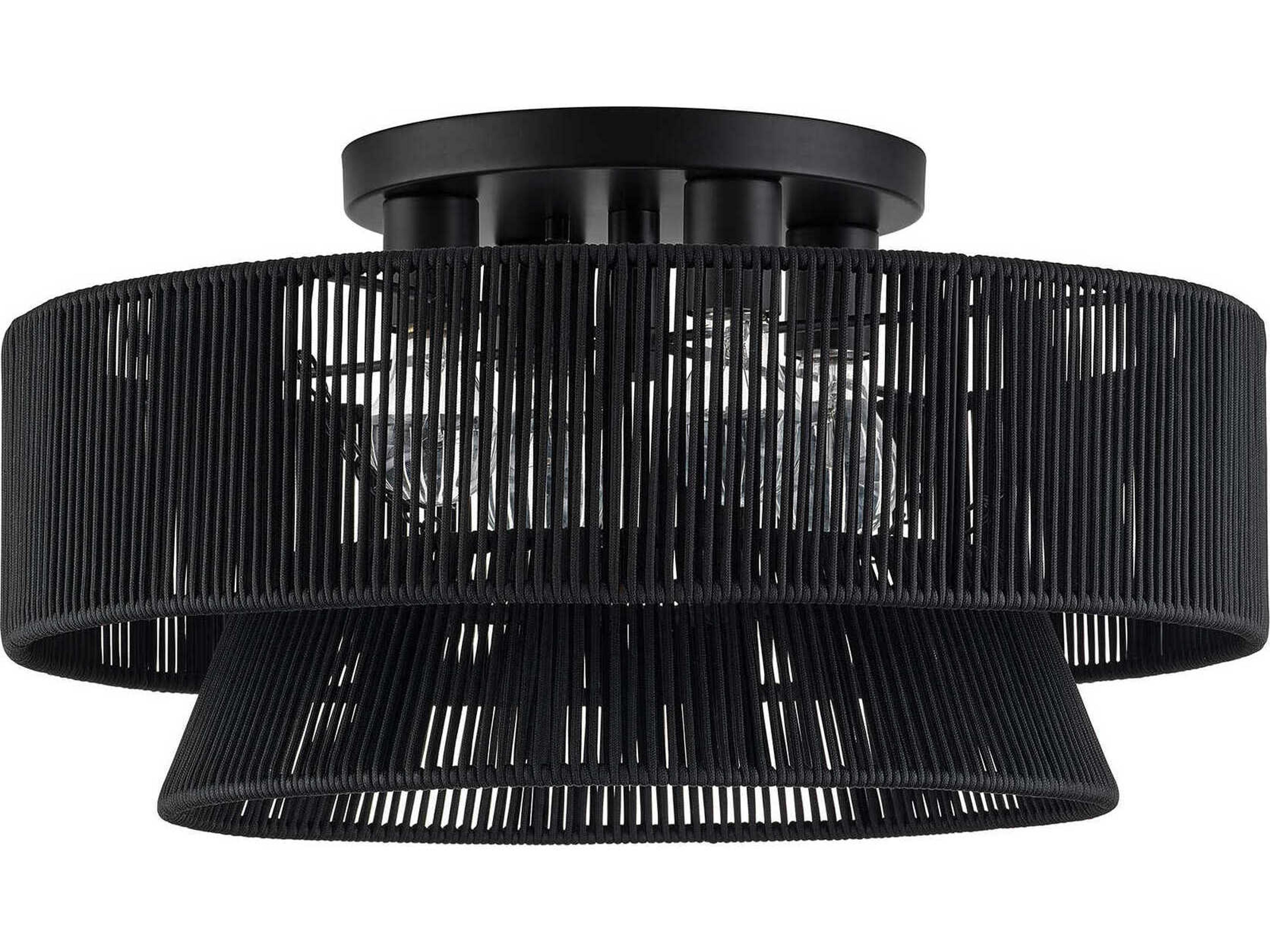 Livex Lighting Florell 4-Light Black Drum Semi Flush Mount