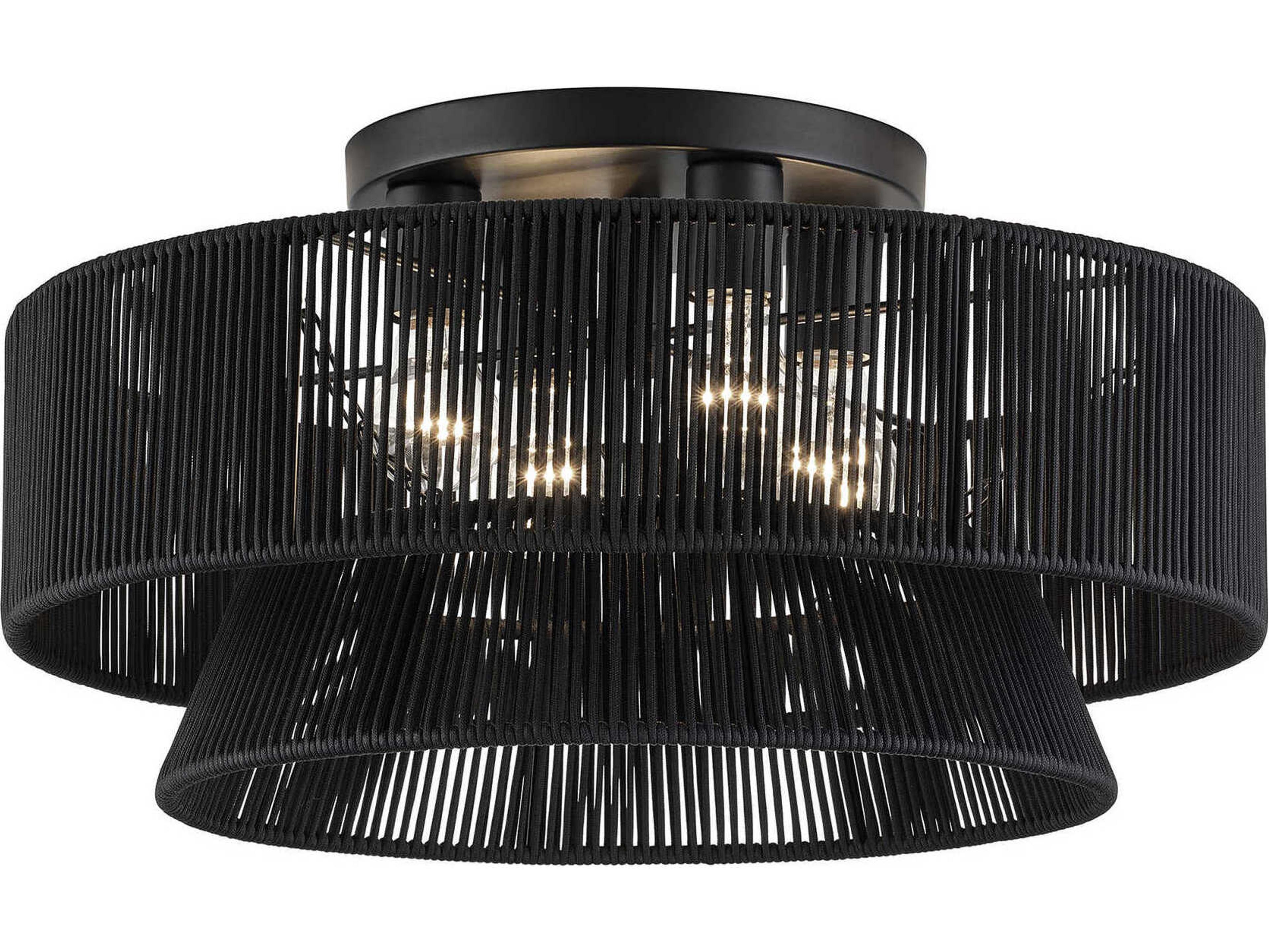 Florell 4-Light Black Drum Semi Flush Mount