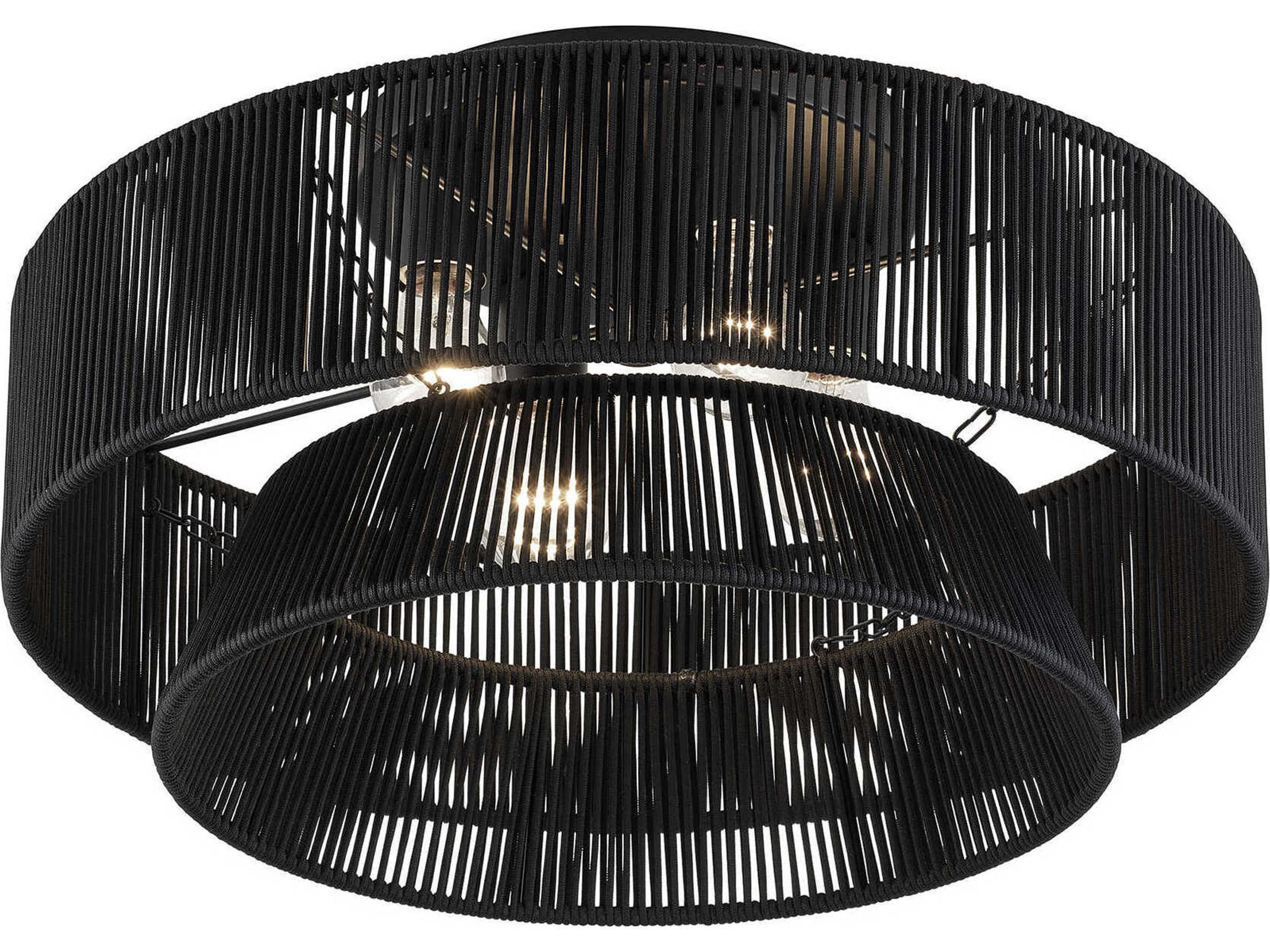 Livex Lighting Florell 4-Light Black Drum Semi Flush Mount