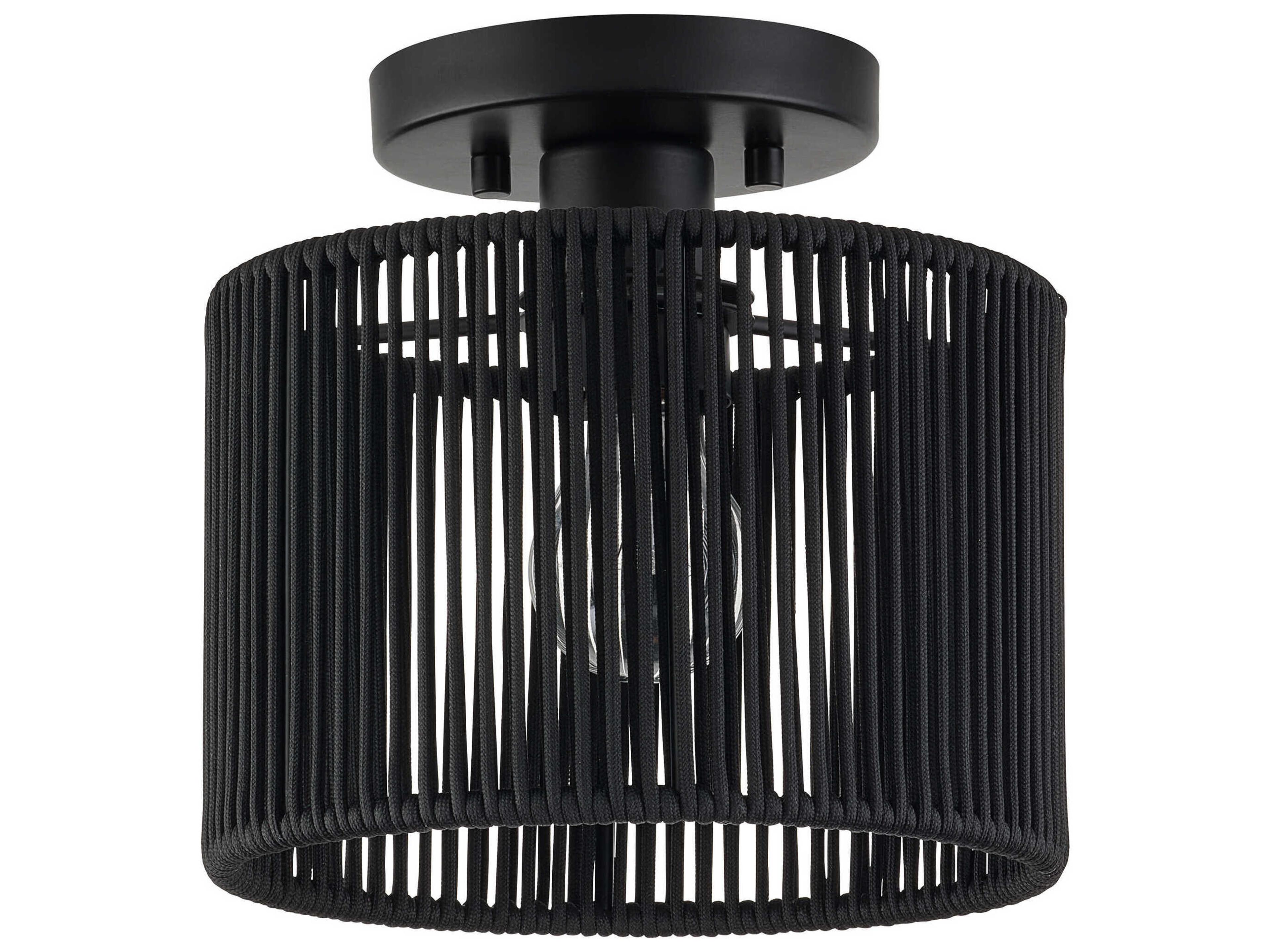 Livex Lighting Acordia 1-Light Black Round Semi Flush Mount
