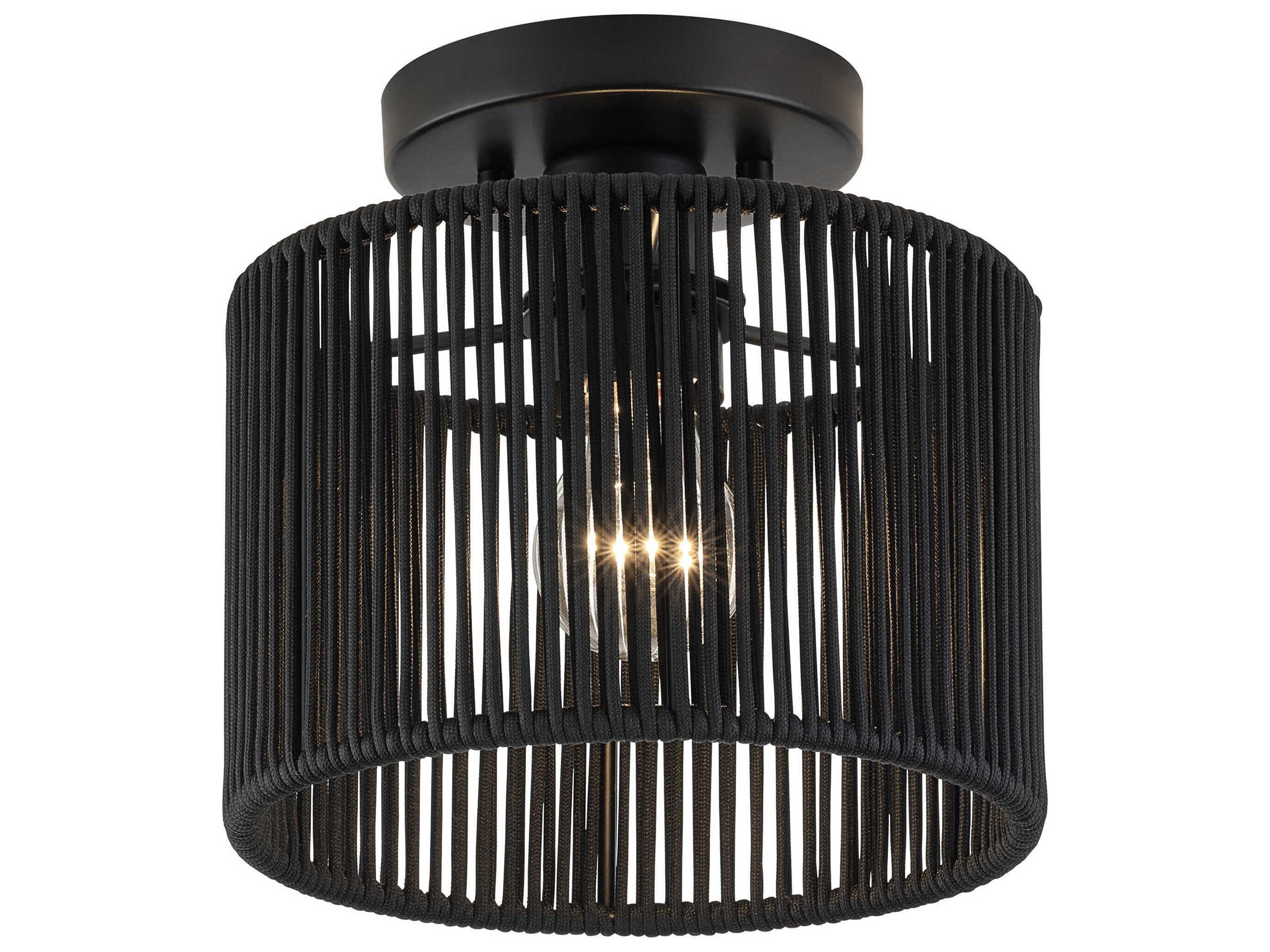 Acordia 1-Light Black Round Semi Flush Mount