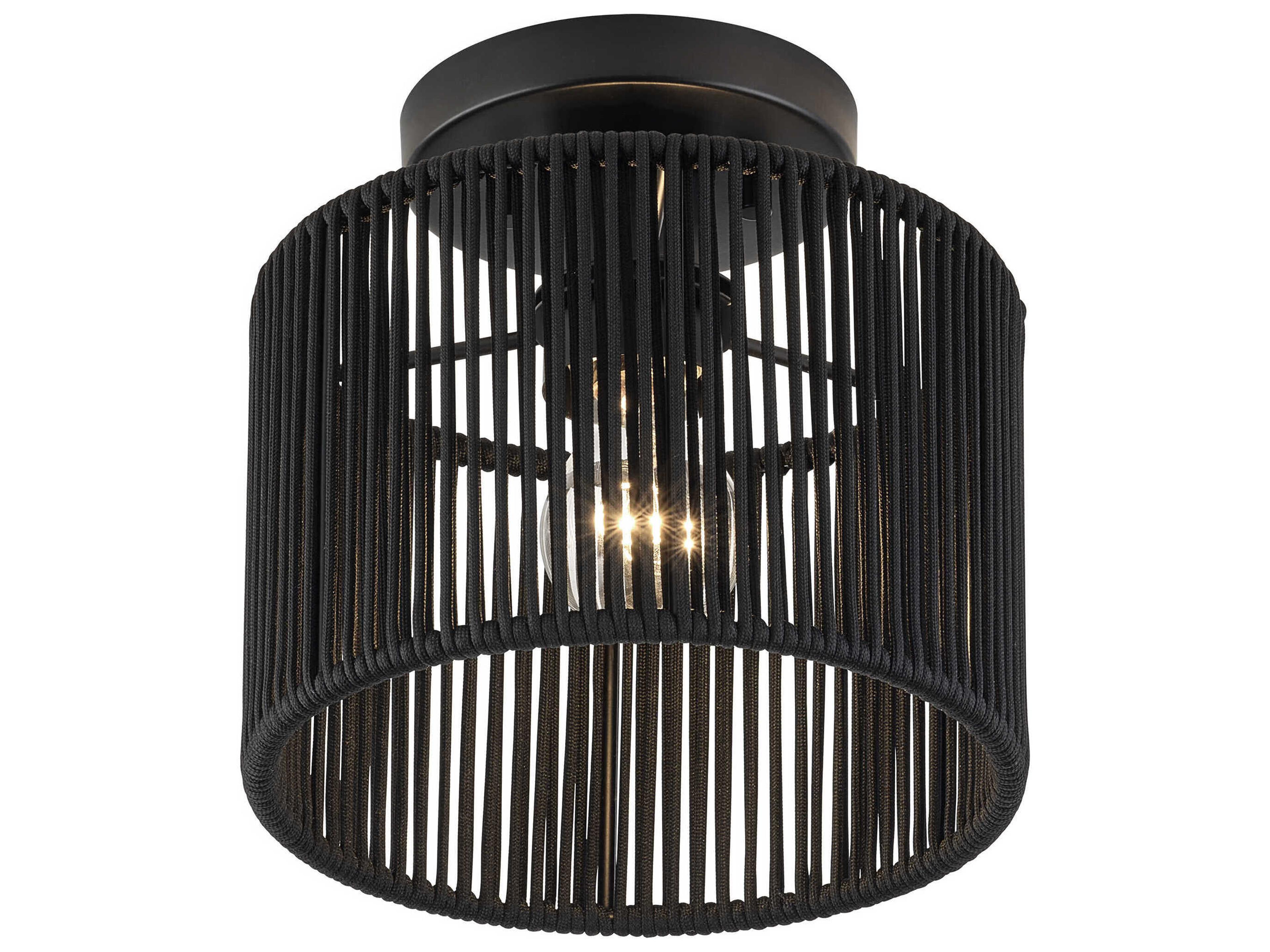 Livex Lighting Acordia 1-Light Black Round Semi Flush Mount