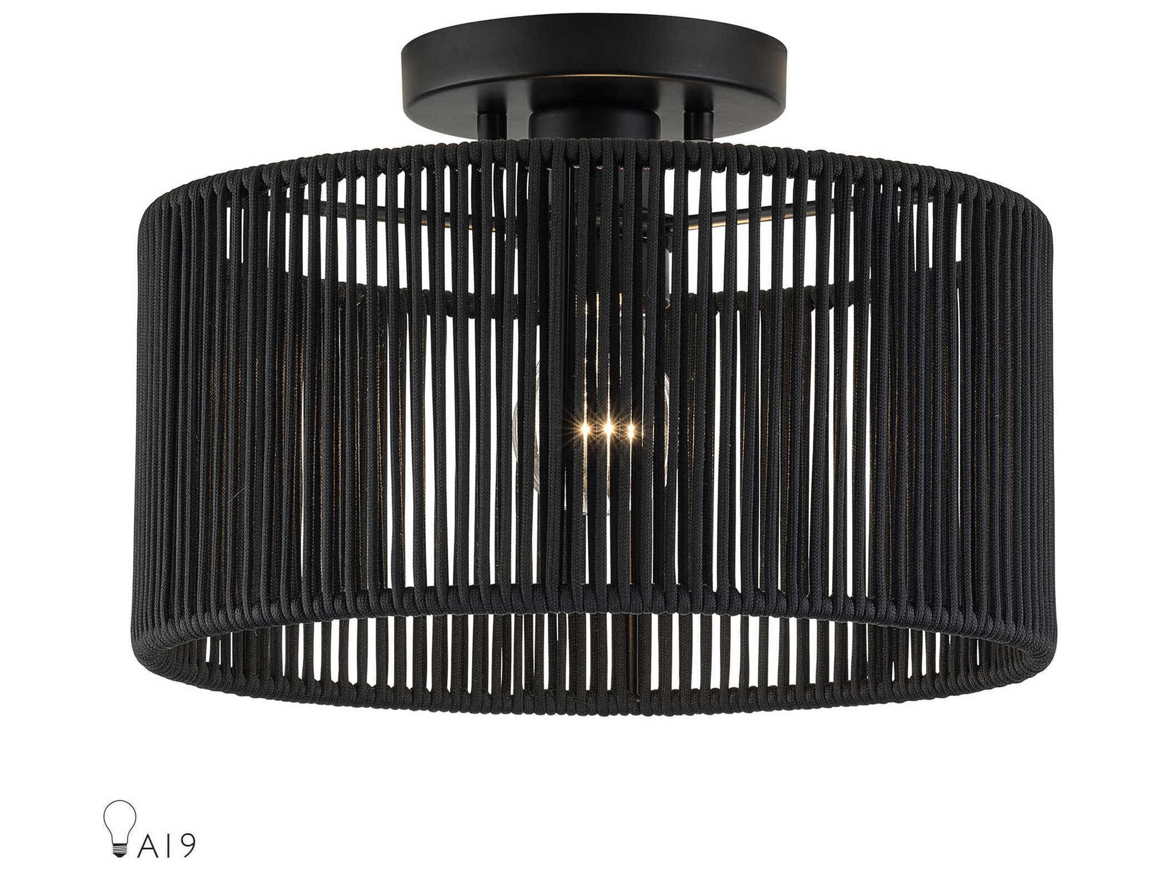 Livex Lighting Acordia 1-Light Black Round Semi Flush Mount