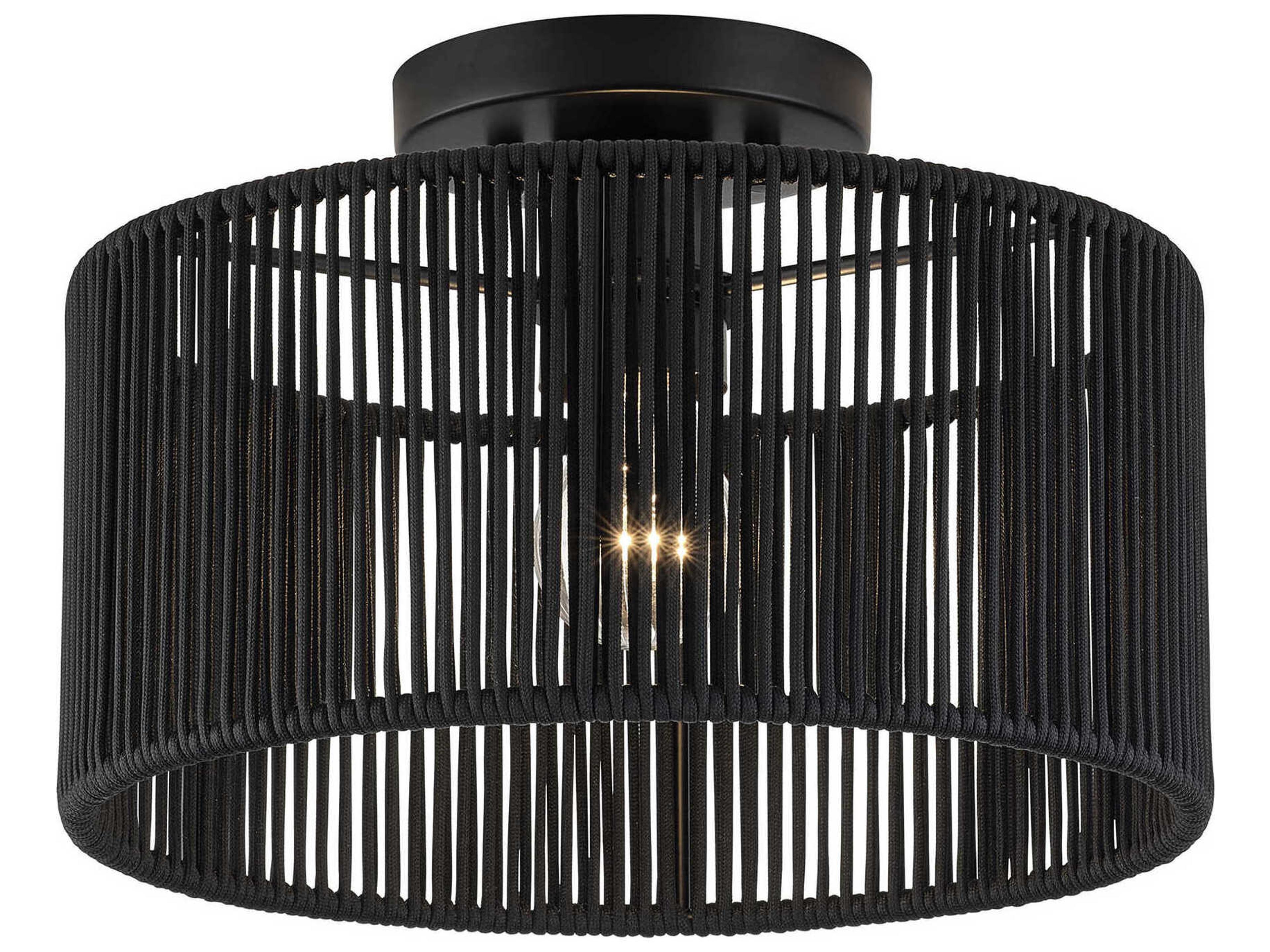 Acordia 1-Light Black Round Semi Flush Mount