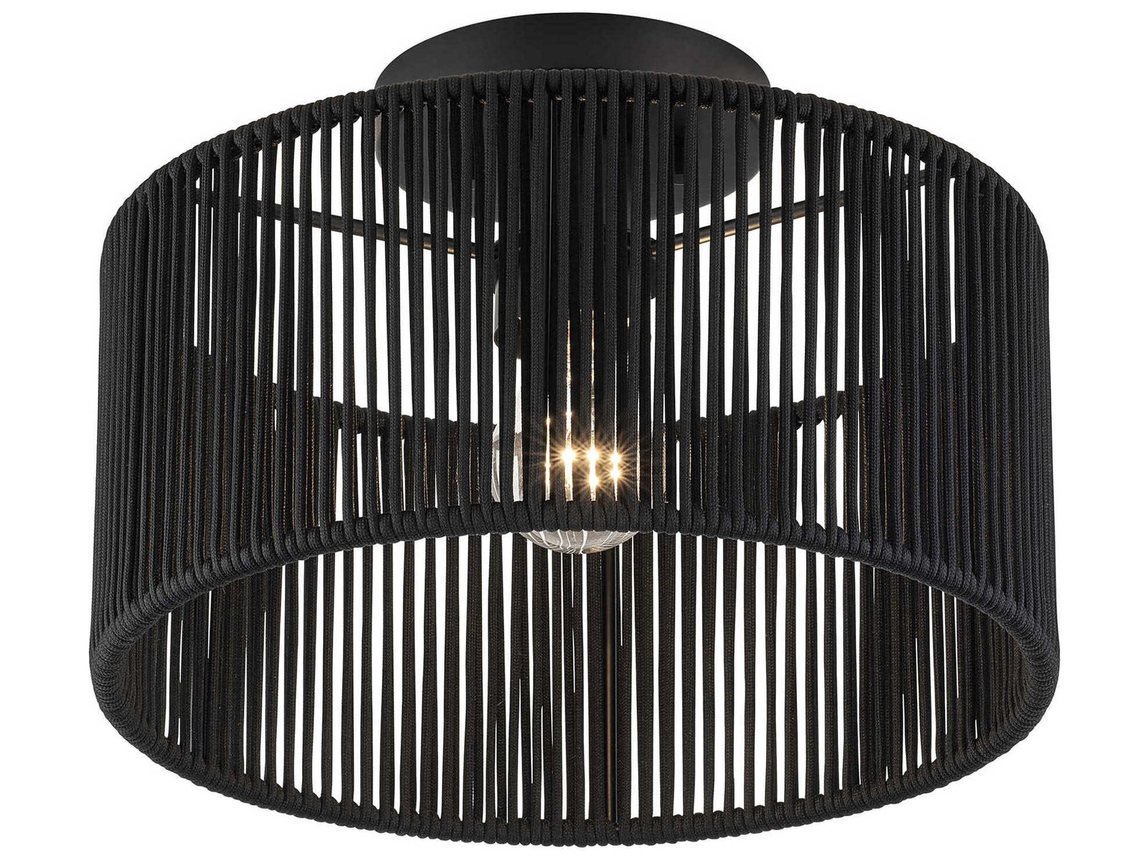 Livex Lighting Acordia 1-Light Black Round Semi Flush Mount