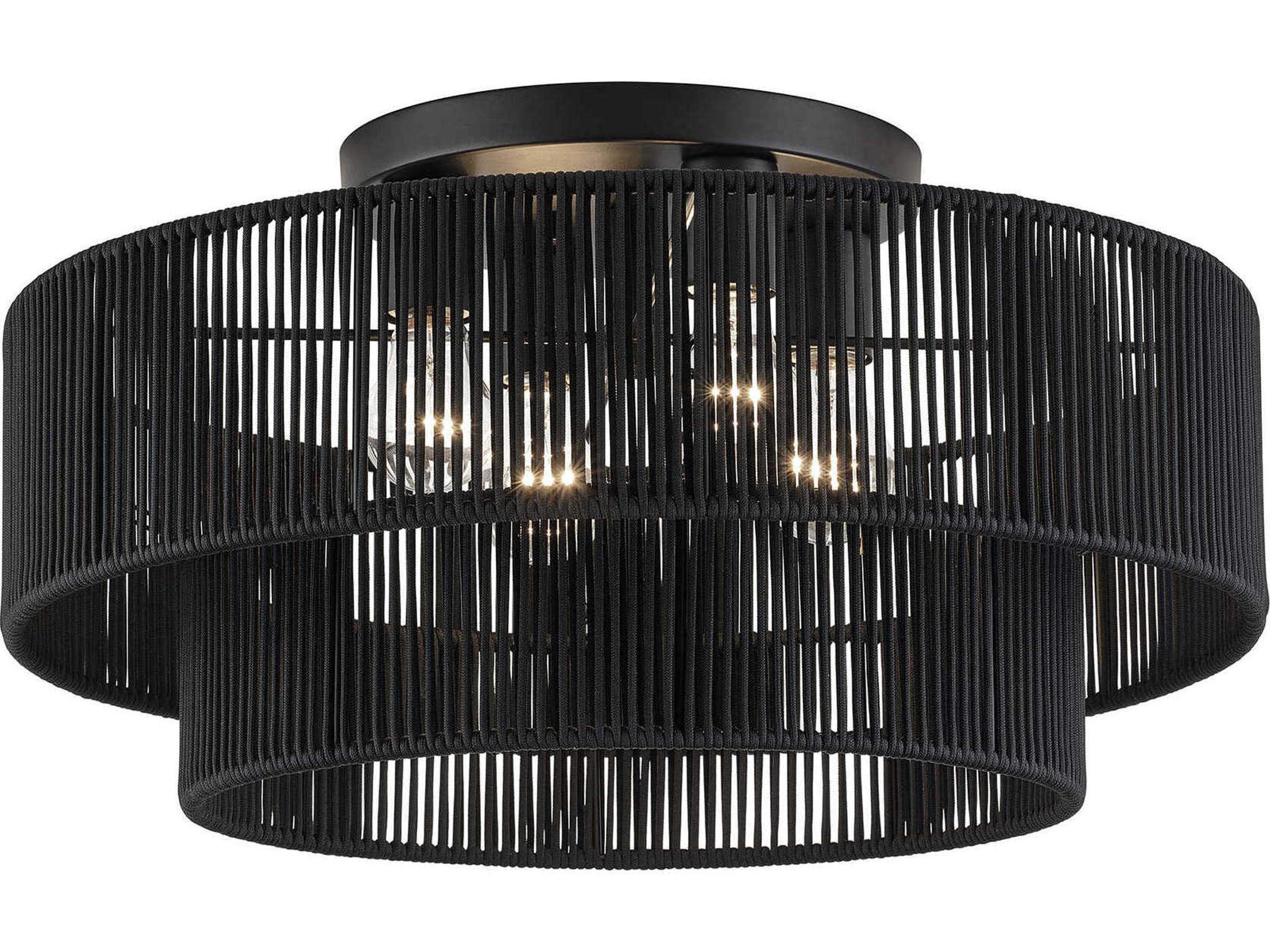 Acordia 4-Light Black Round Semi Flush Mount