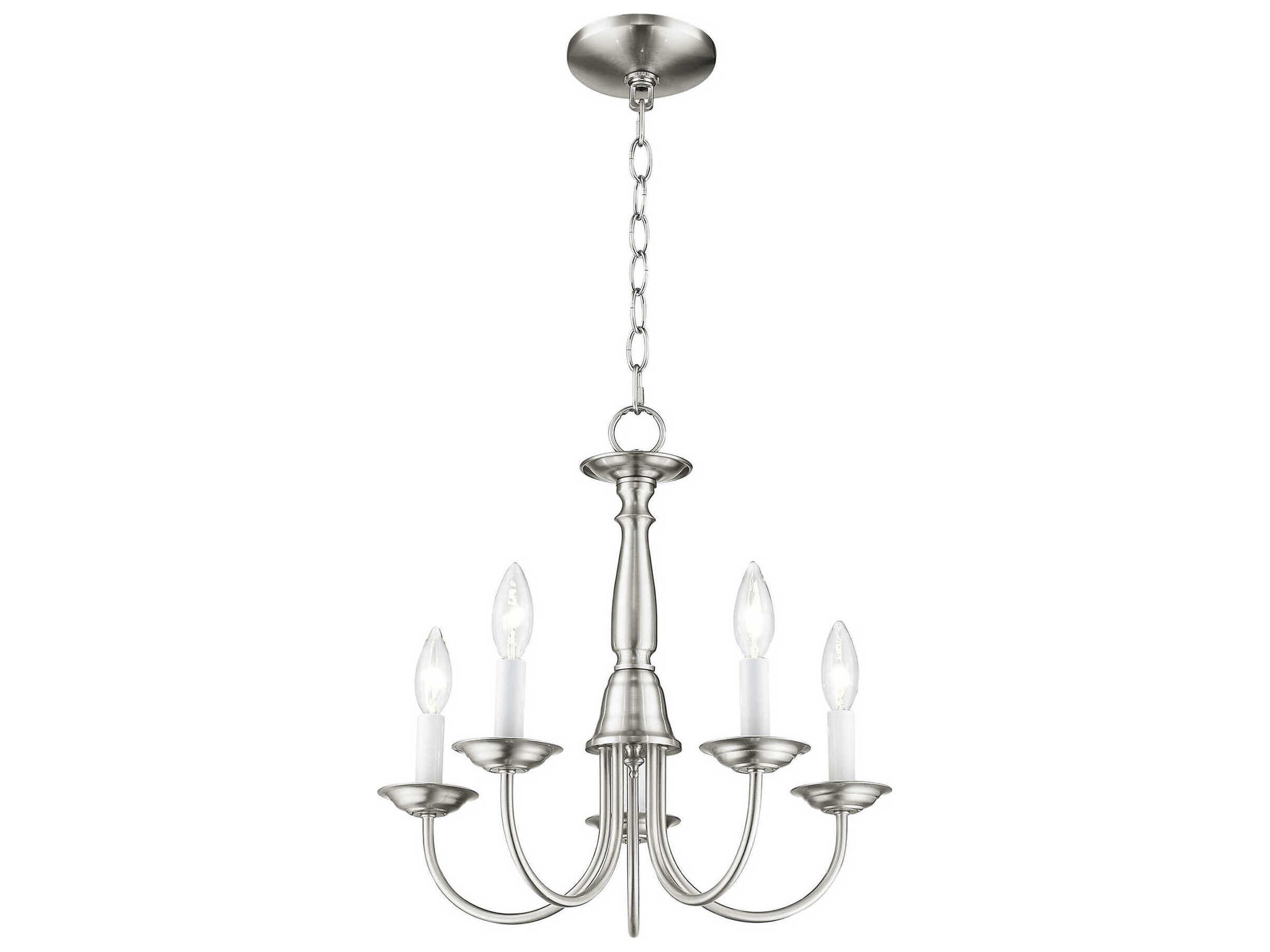 Livex Lighting Home Basics 5-Light Brushed Nickel Candelabra Chandelier