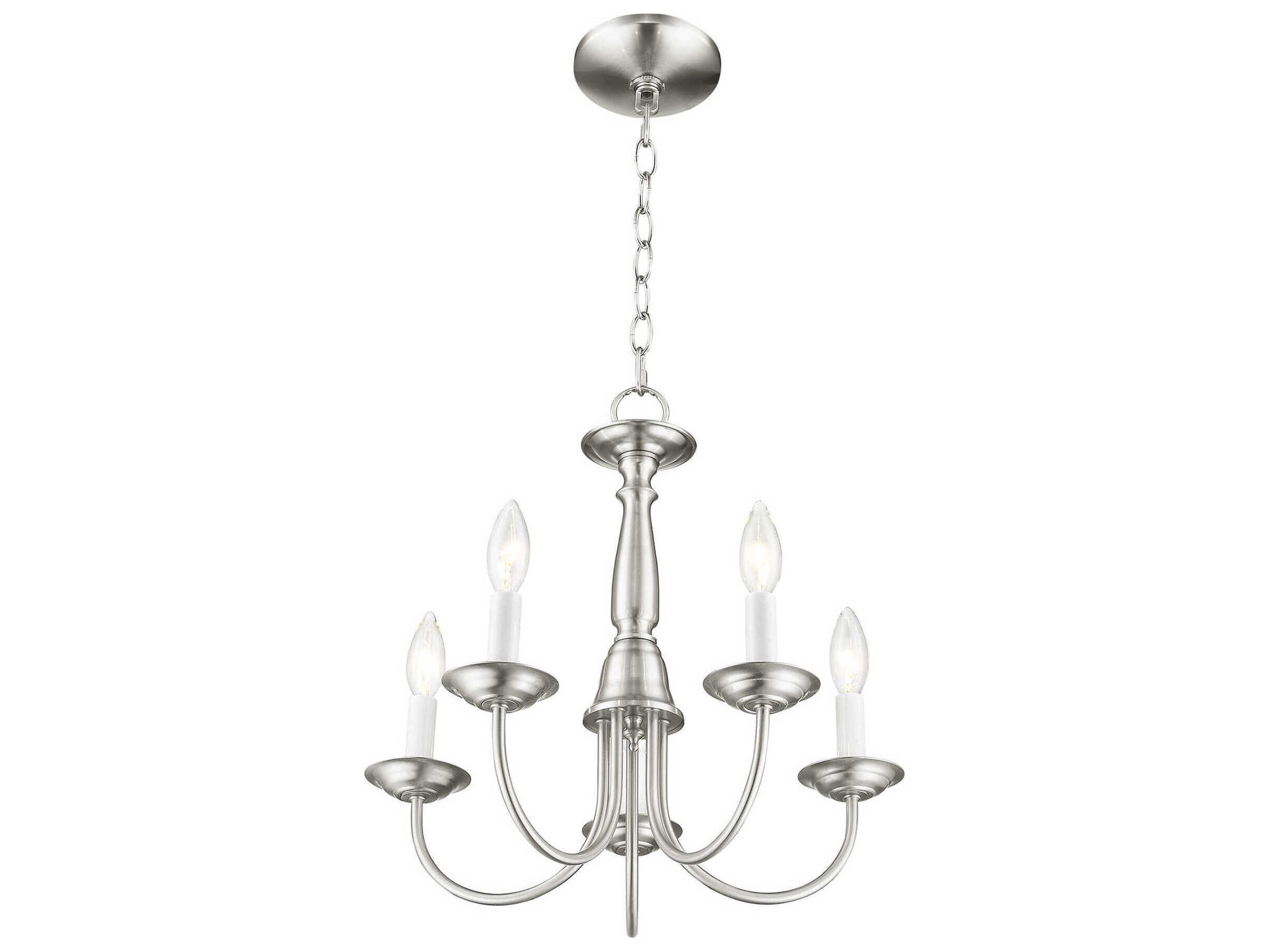 Livex Lighting Home Basics 5-Light Brushed Nickel Candelabra Chandelier