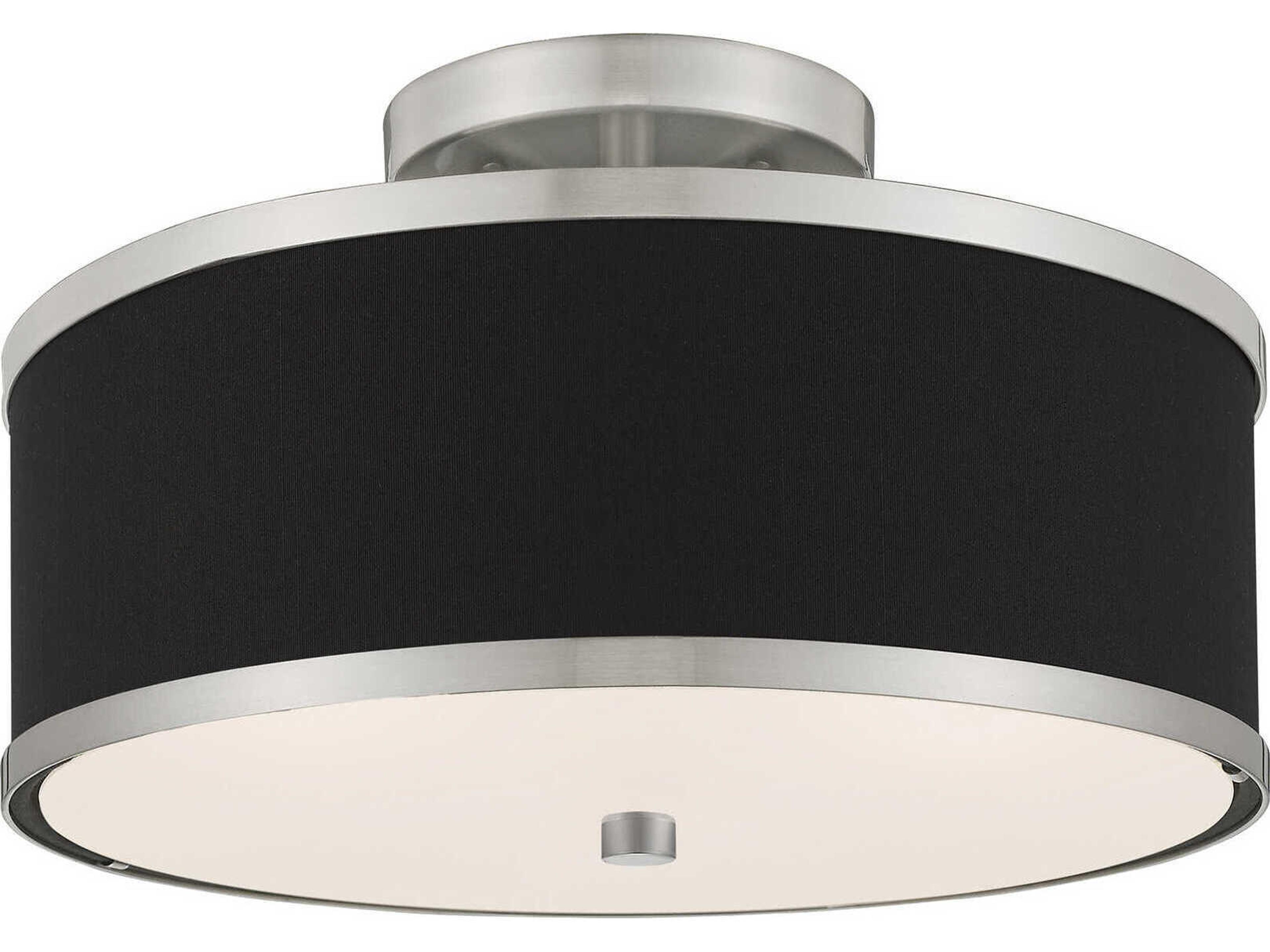 Livex Lighting Park Ridge 2-Light Brushed Nickel Drum Semi Flush Mount