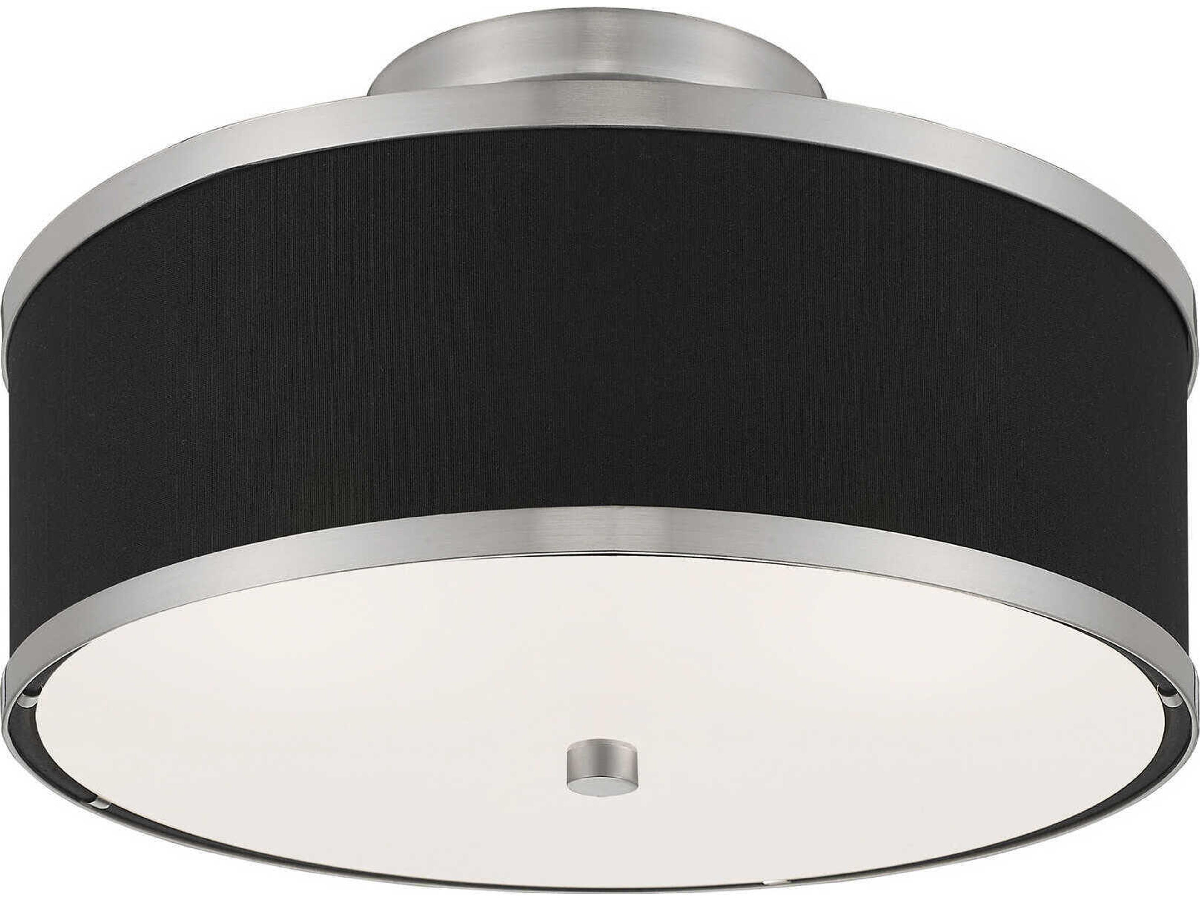 Livex Lighting Park Ridge 2-Light Brushed Nickel Drum Semi Flush Mount