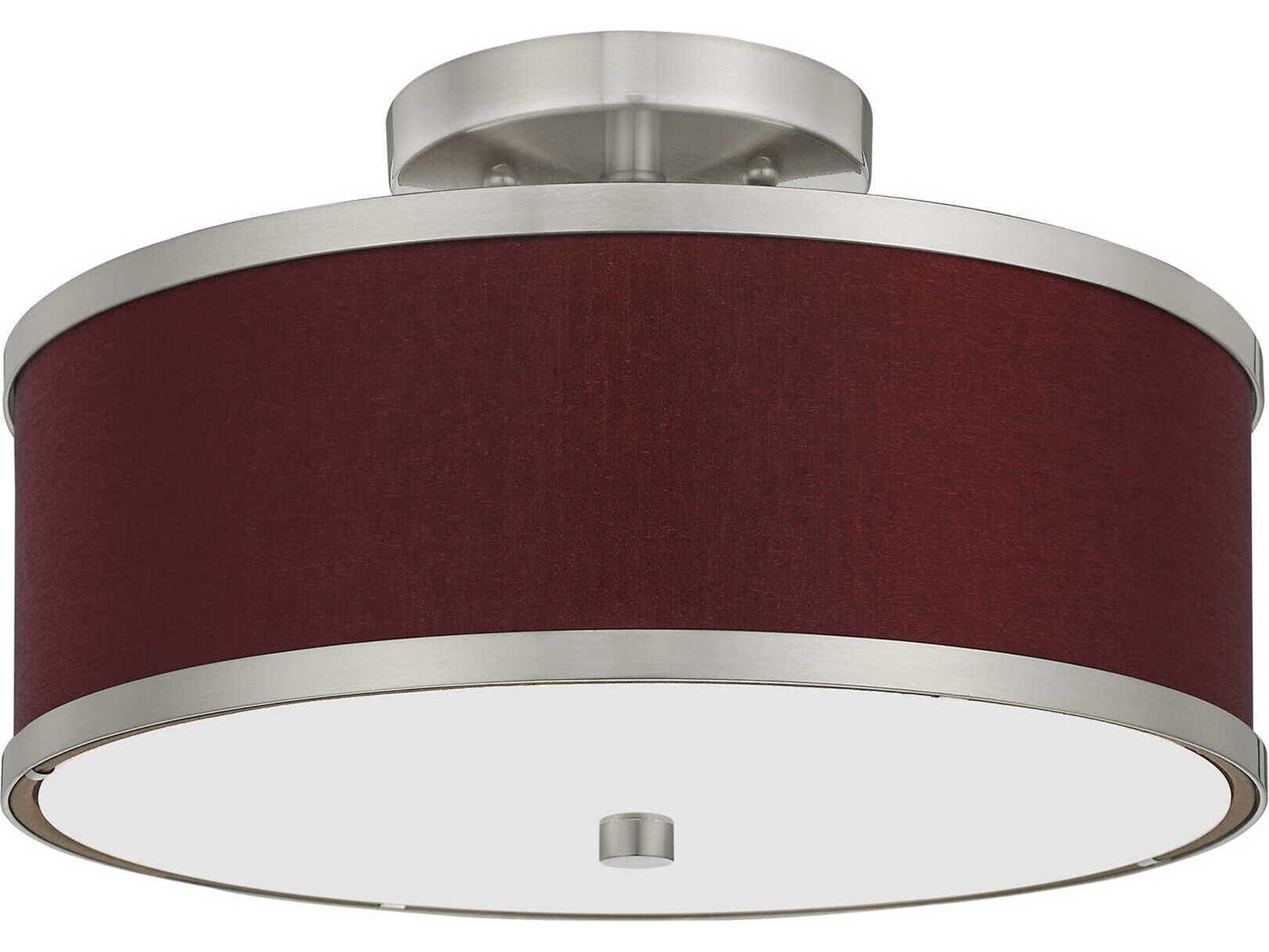 Livex Lighting Park Ridge 2-Light Brushed Nickel Drum Semi Flush Mount