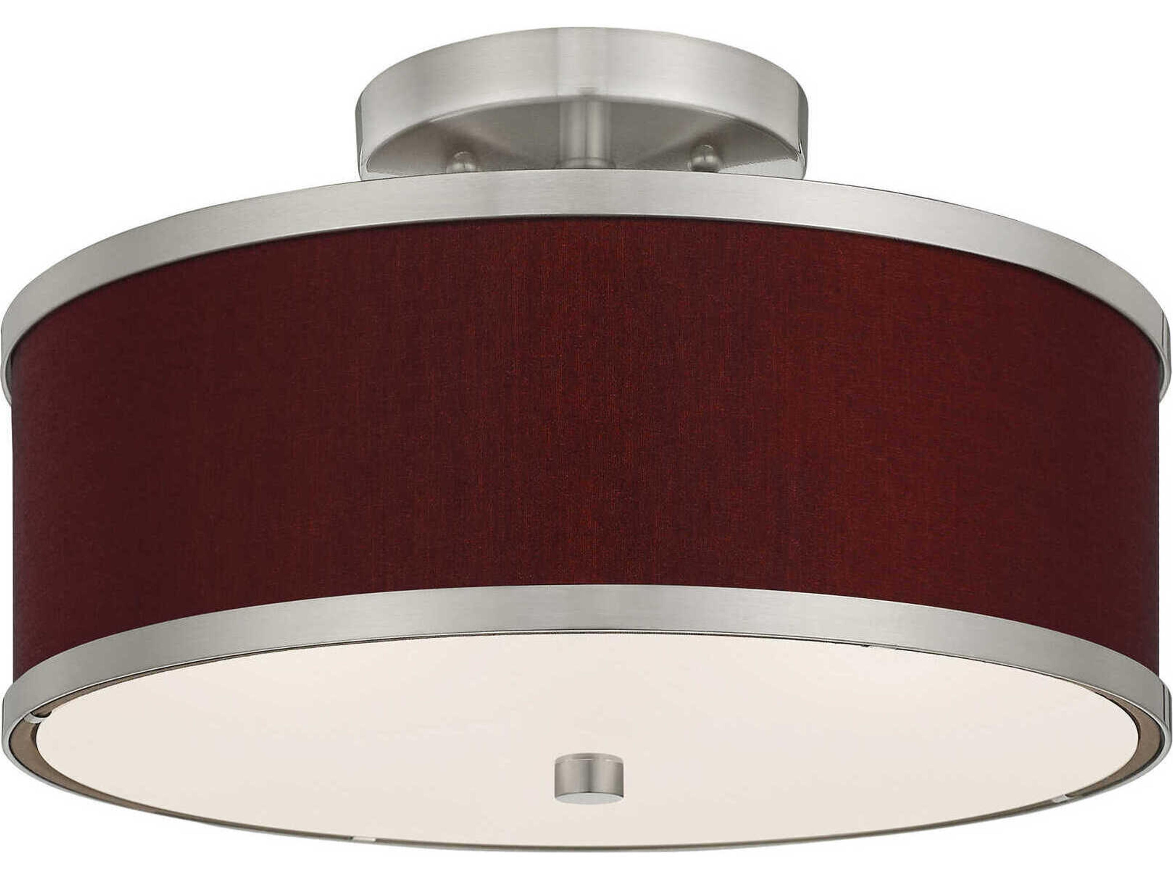 Livex Lighting Park Ridge 2-Light Brushed Nickel Drum Semi Flush Mount