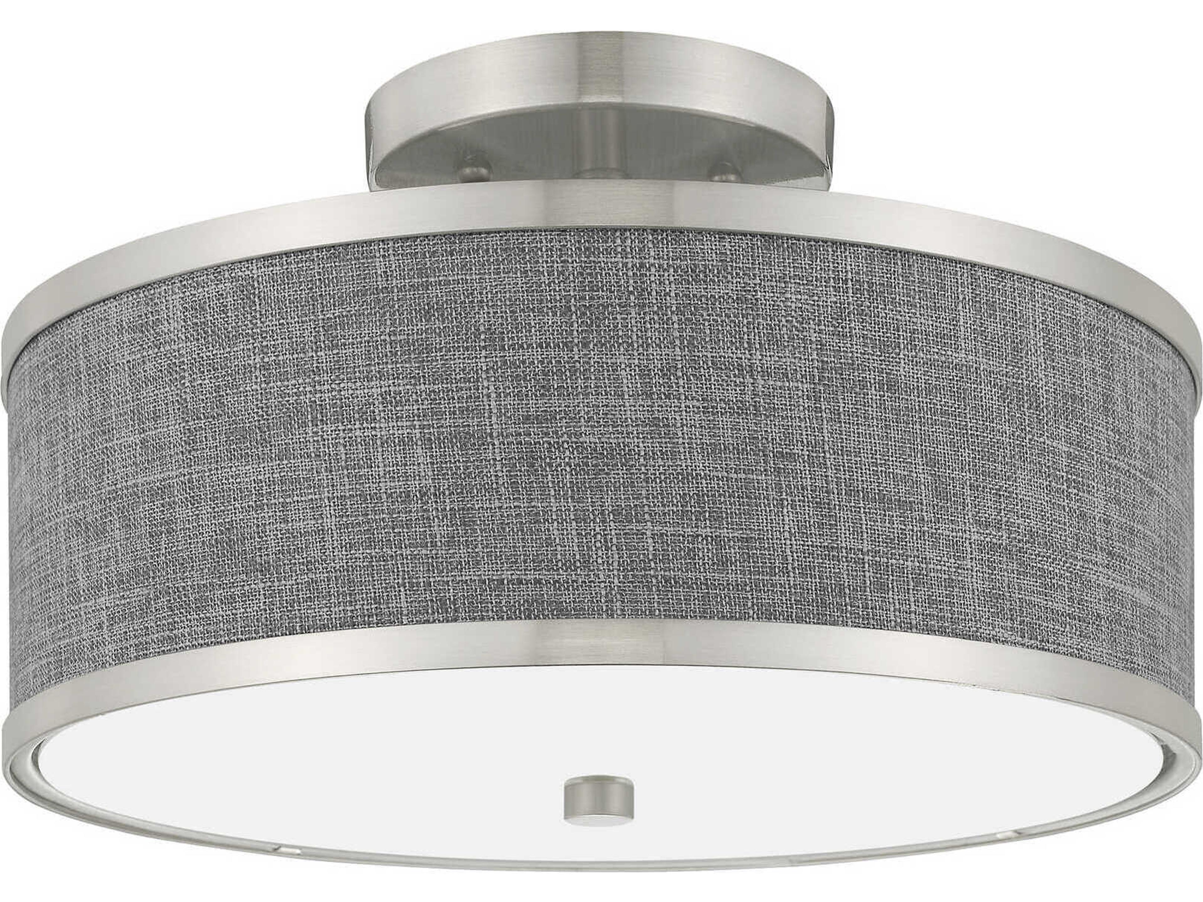Livex Lighting Park Ridge 2-Light Brushed Nickel Drum Semi Flush Mount