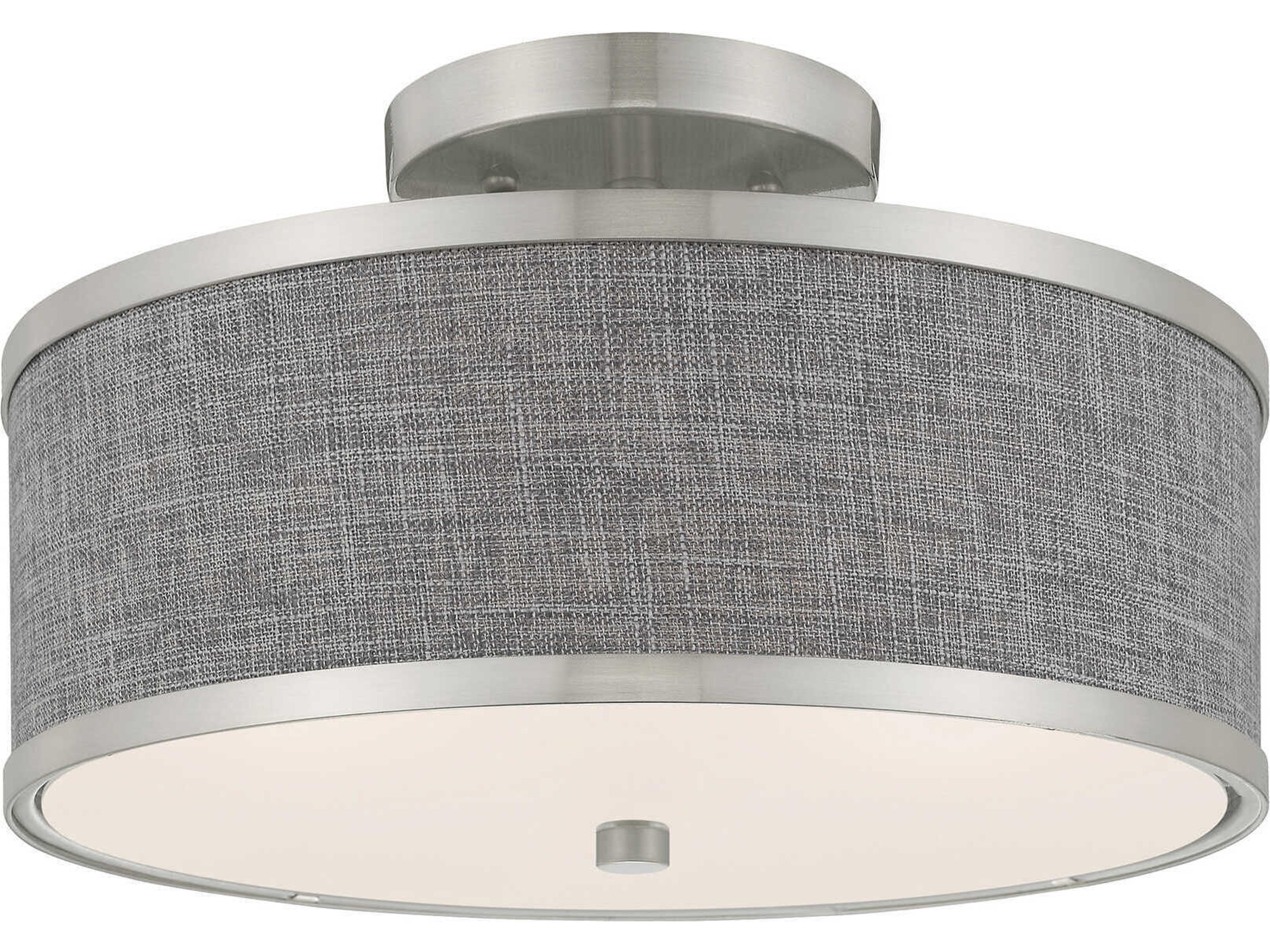 Livex Lighting Park Ridge 2-Light Brushed Nickel Drum Semi Flush Mount