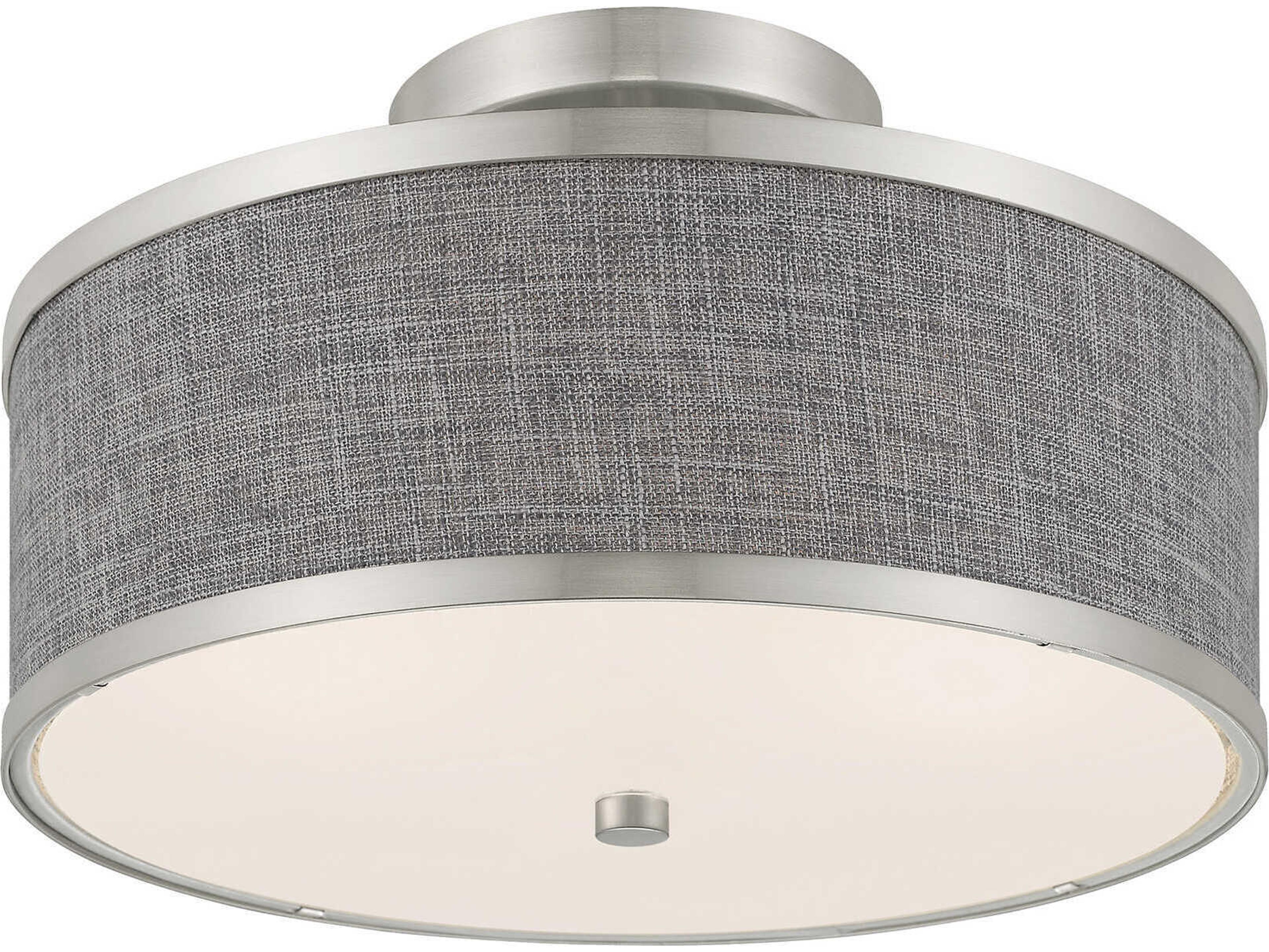 Livex Lighting Park Ridge 2-Light Brushed Nickel Drum Semi Flush Mount