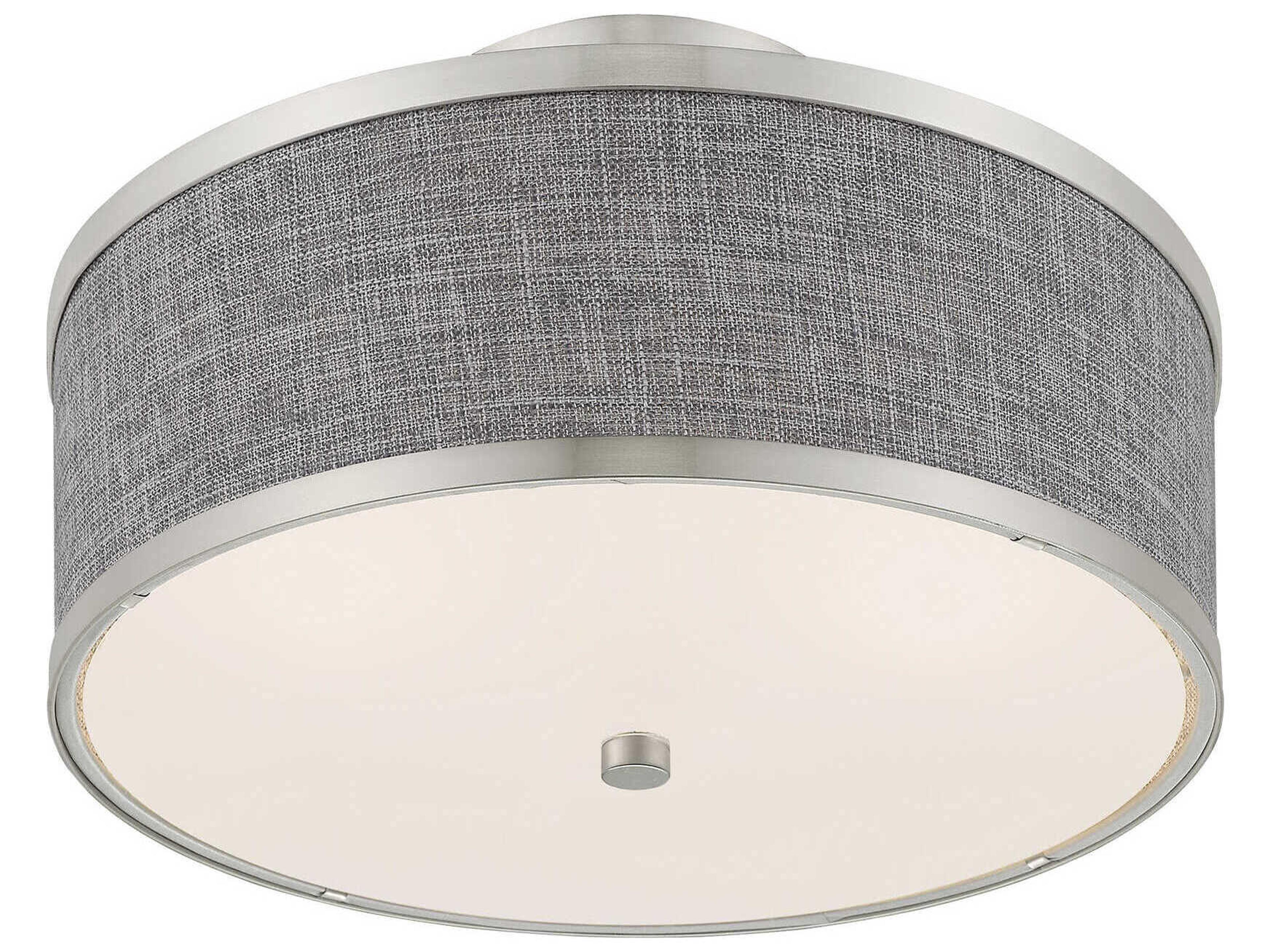 Livex Lighting Park Ridge 2-Light Brushed Nickel Drum Semi Flush Mount